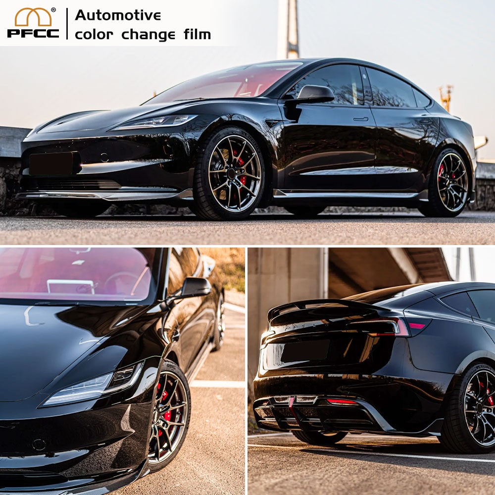 Tesla Model 3 2024-UP PreCut Paint Protection Wrap Color Change Piano Black PPF