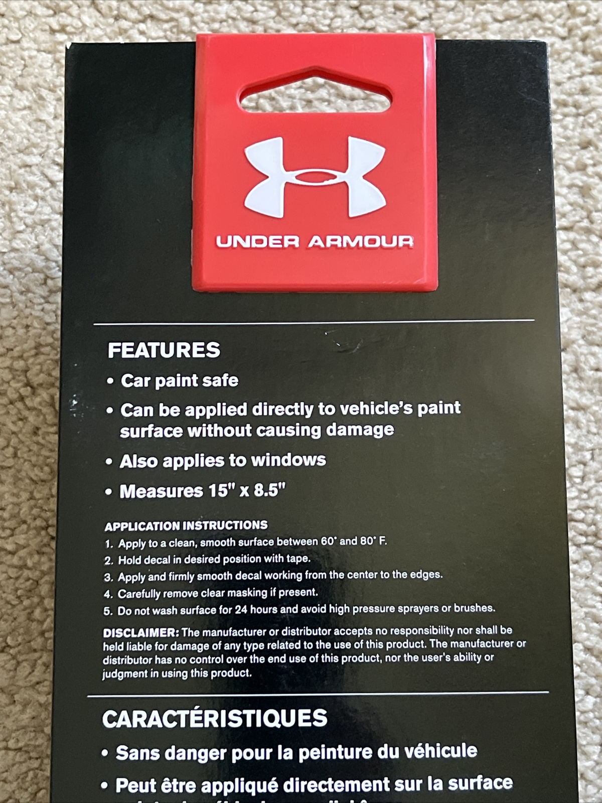 NEW OEM 15” X 8.5” Paint Safe Auto UNDER ARMOUR UA Logo Decal BLACK MSRP $25