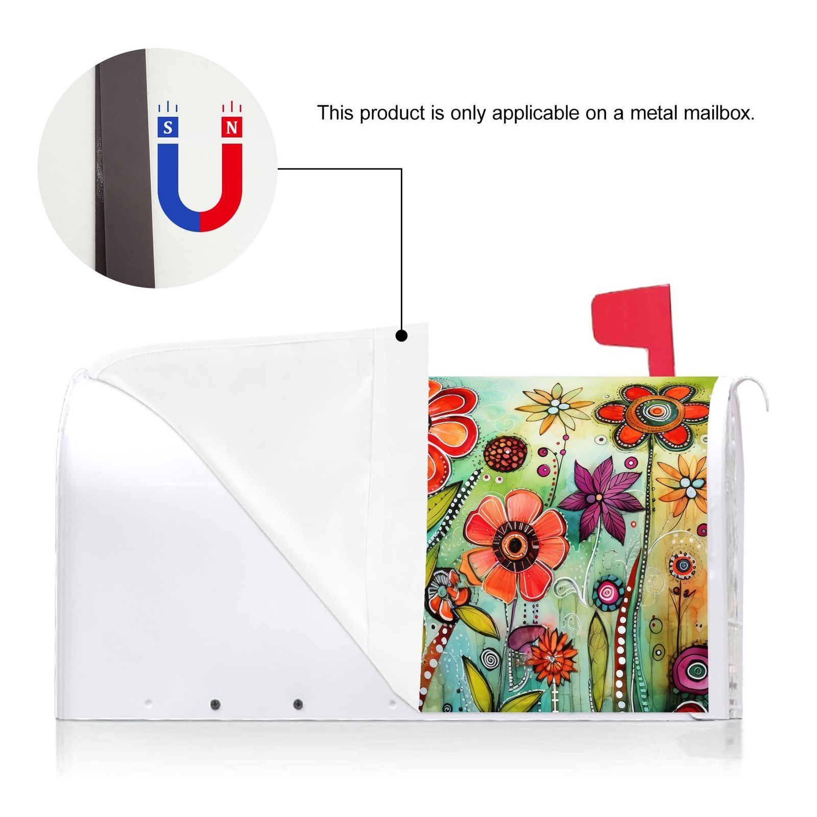 Texupday Abstract Colorful Floral Mailbox Cover with Magnetic Multicolor