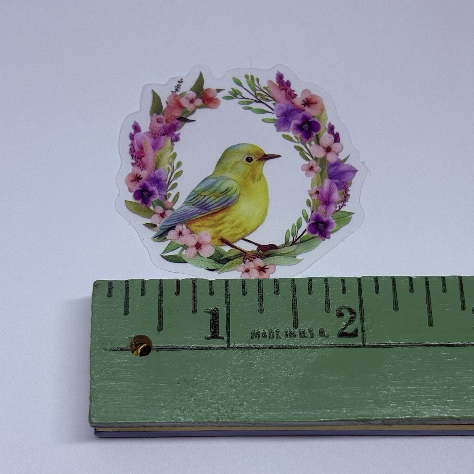 Yellow Bird On Wreath Sticker Animal Art Transparent Journal Decal Vinyl Tc6