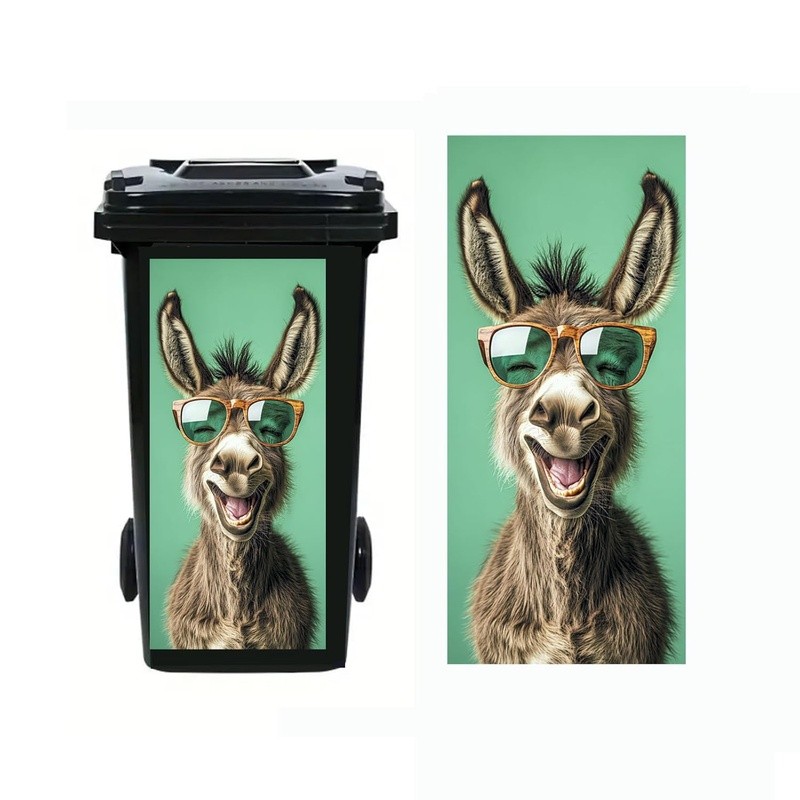 Funny Animal Pattern Trash Can Decal Large Bin Sticker DIY Decorative Vinyl New