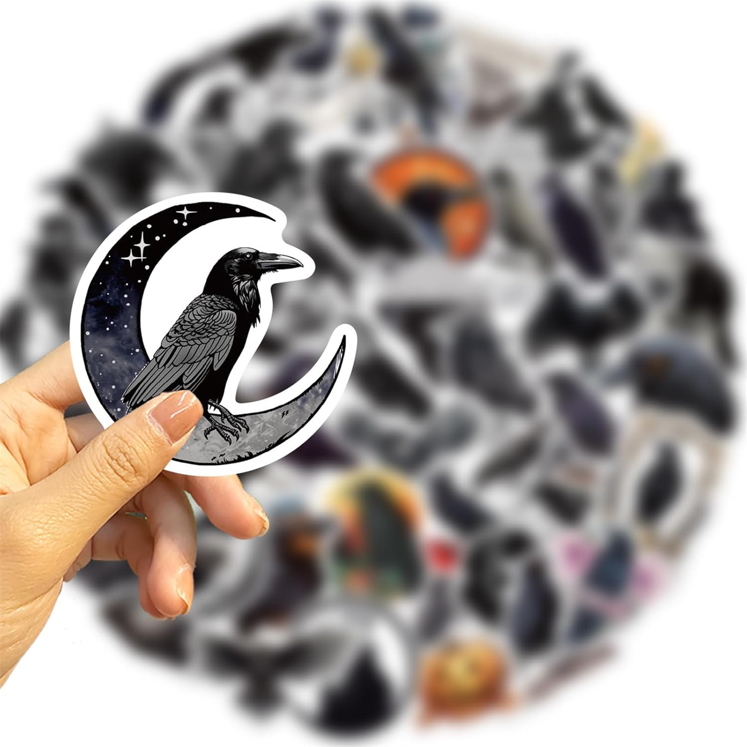 50PCS Crow Stickers, Raven Bird Water Bottle Laptop Sticker Gothic Style Part…