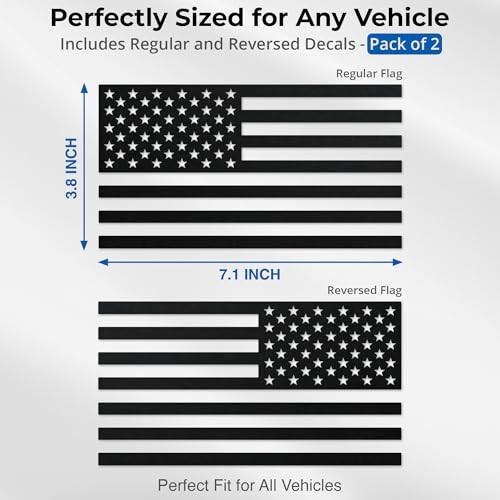 GRITKULTURE Matte Subdued American Flag Decal Stickers 2 Pack for Matte Black