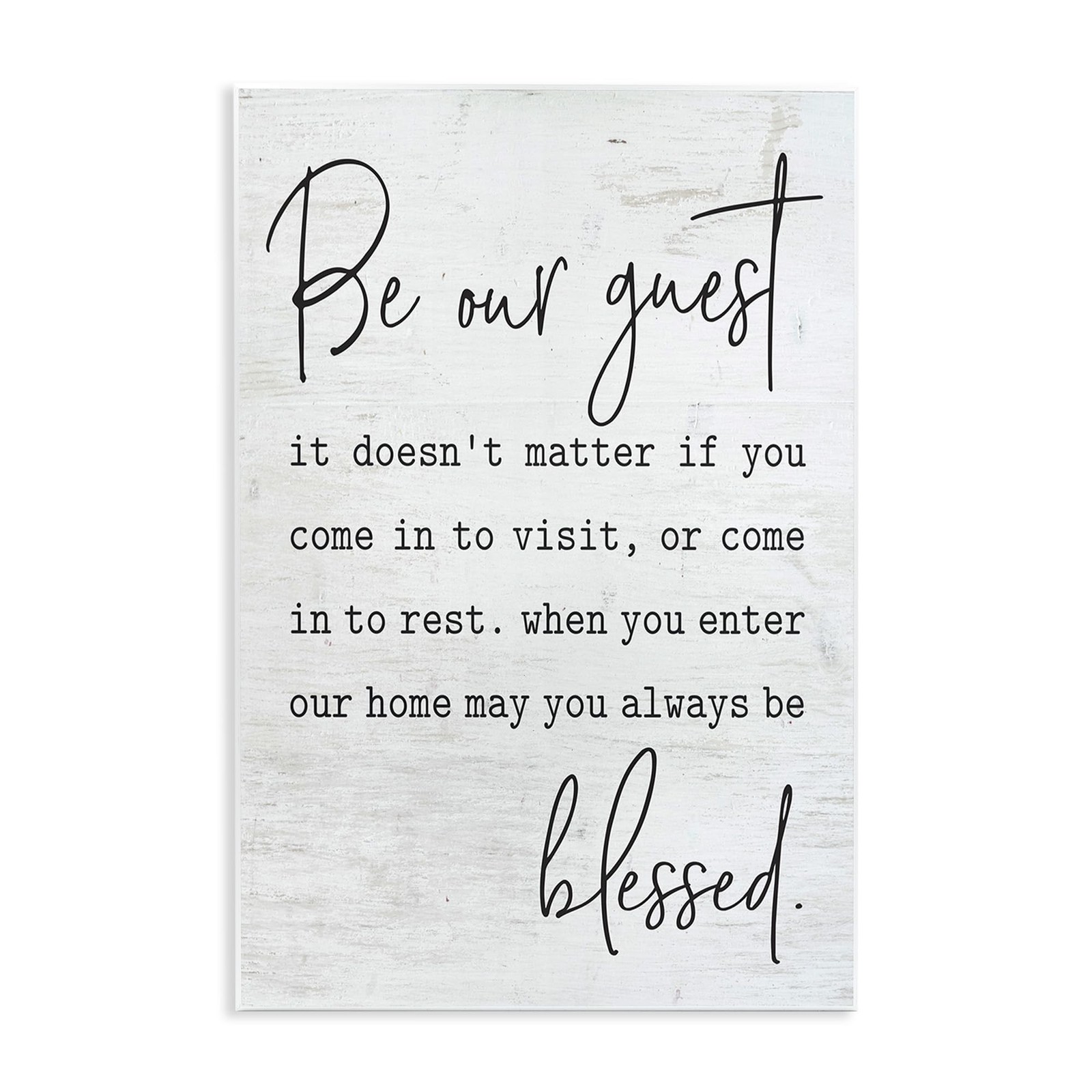 Be Our Guest Home Family Inspirational Word On Wood Texture Design 15"L x 10"W