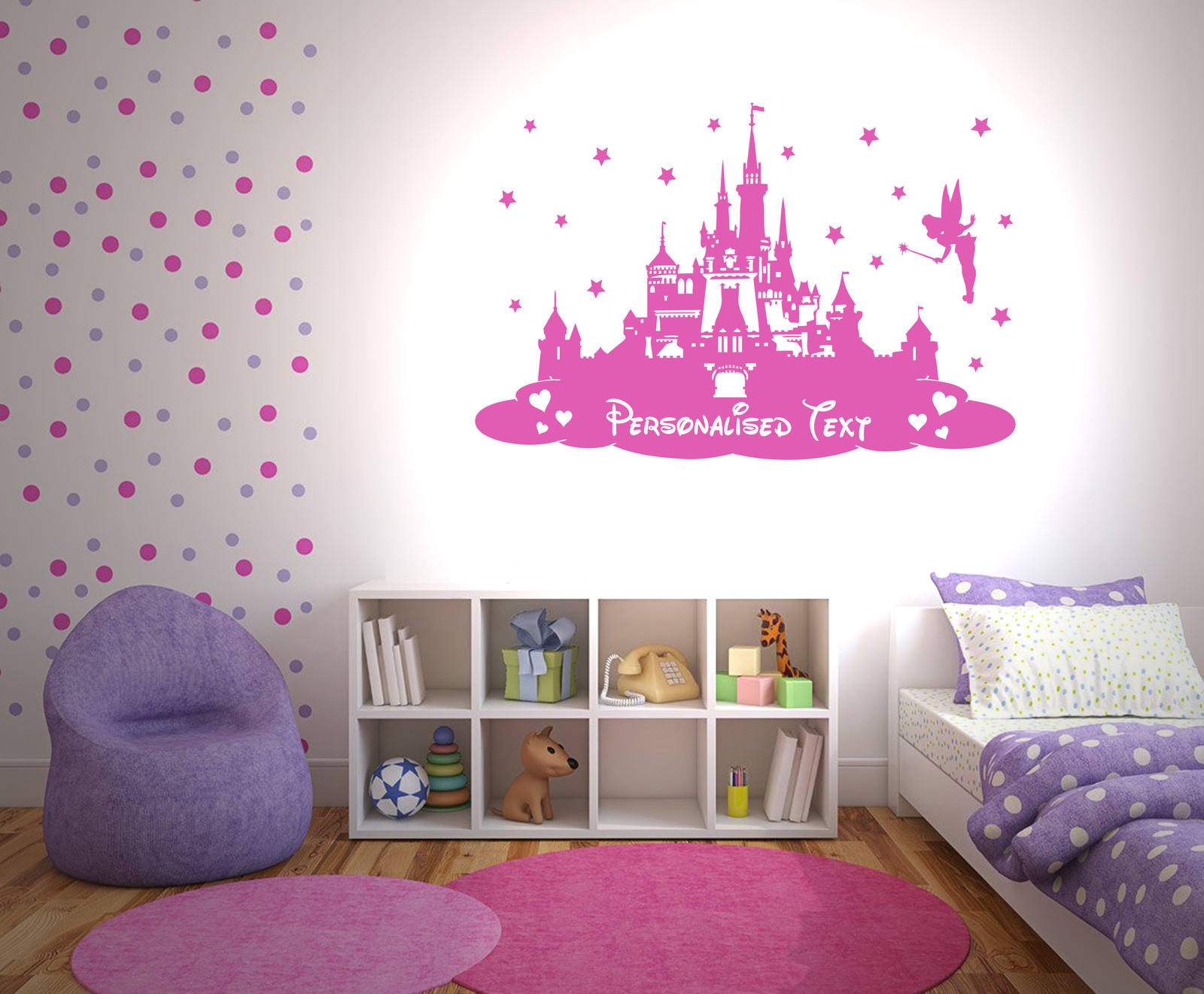 PERSONALISED PRINCESS CASTLE DISNEY WALL STICKER CHILDREN'S BEDROOM FANTASY