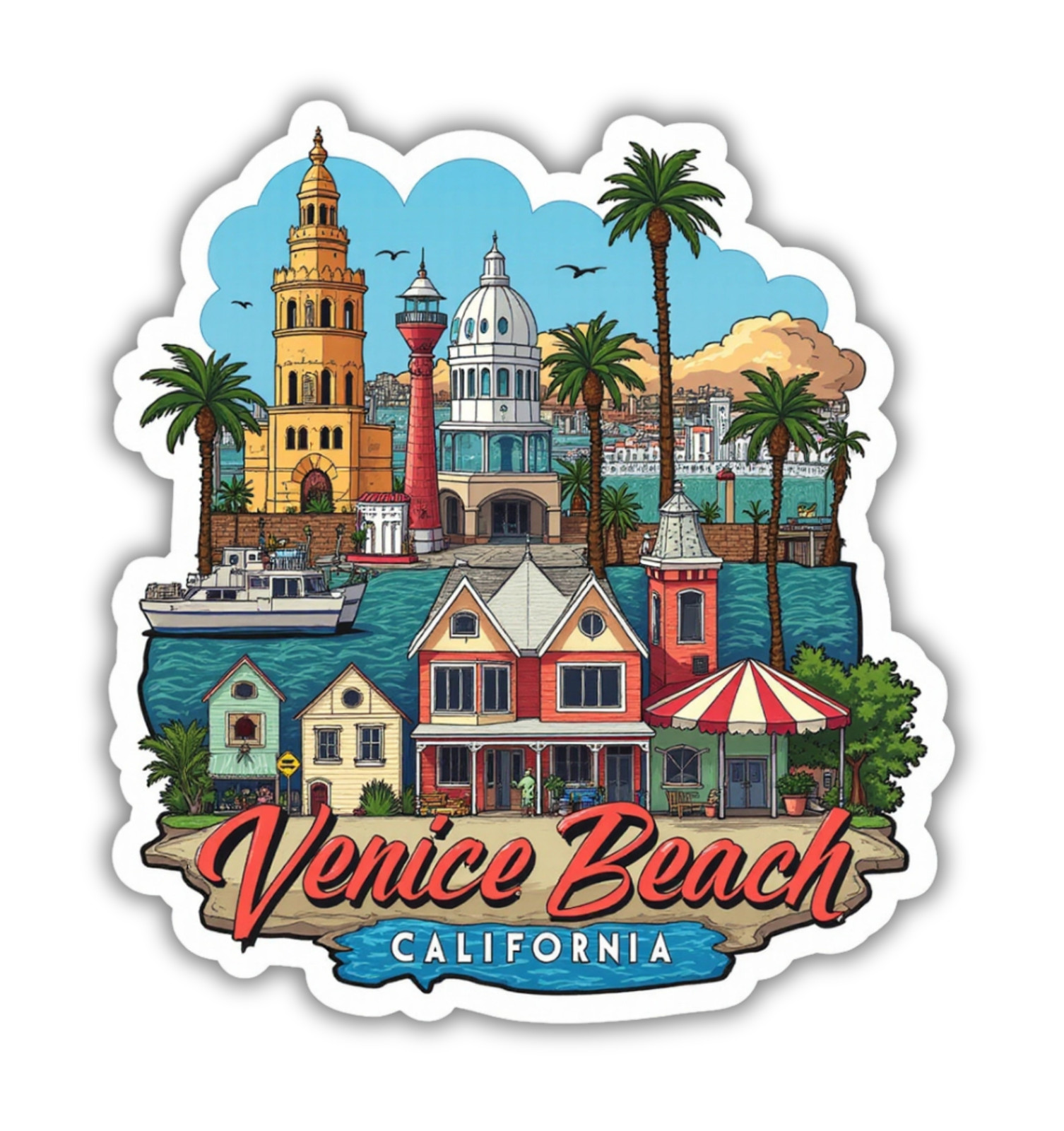 Venice Beach California Fridge Magnet or Laptop Sticker
