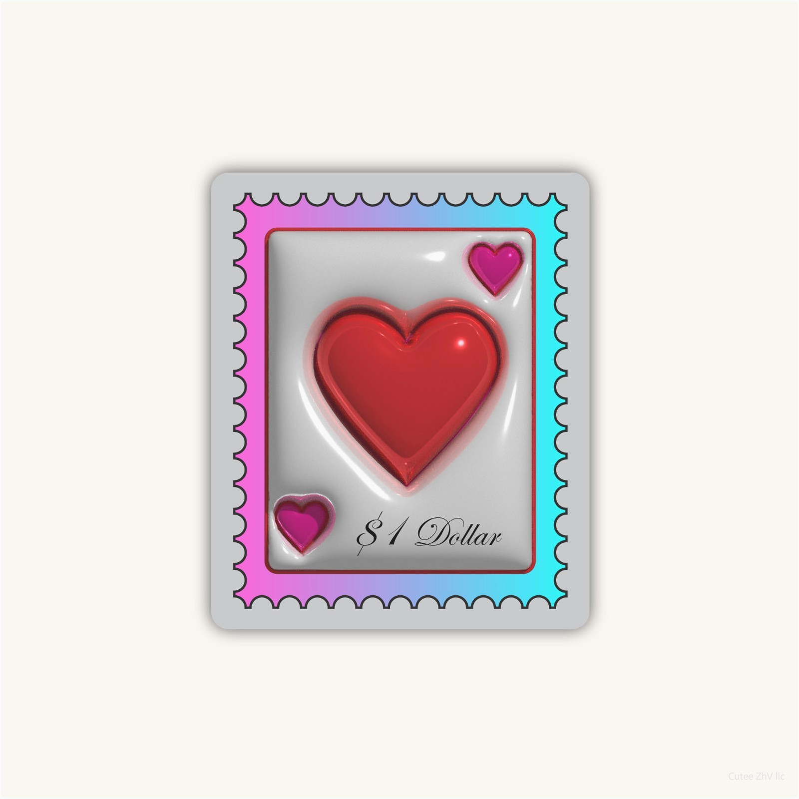 Heart Postage Stamp Vinyl Sticker Love Valentine Cute Aesthetic Decal Bottle Car