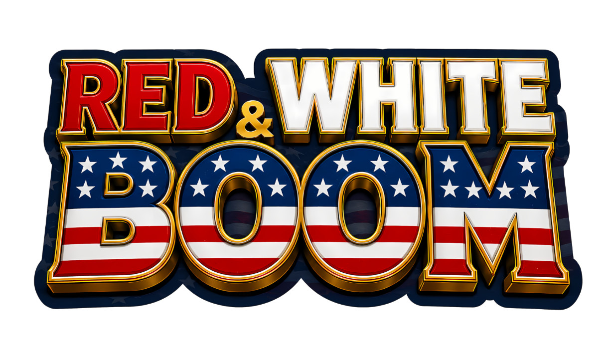 STICKER RED WHITE BOOM July 4th Firework Glossy Vinyl USA Decal