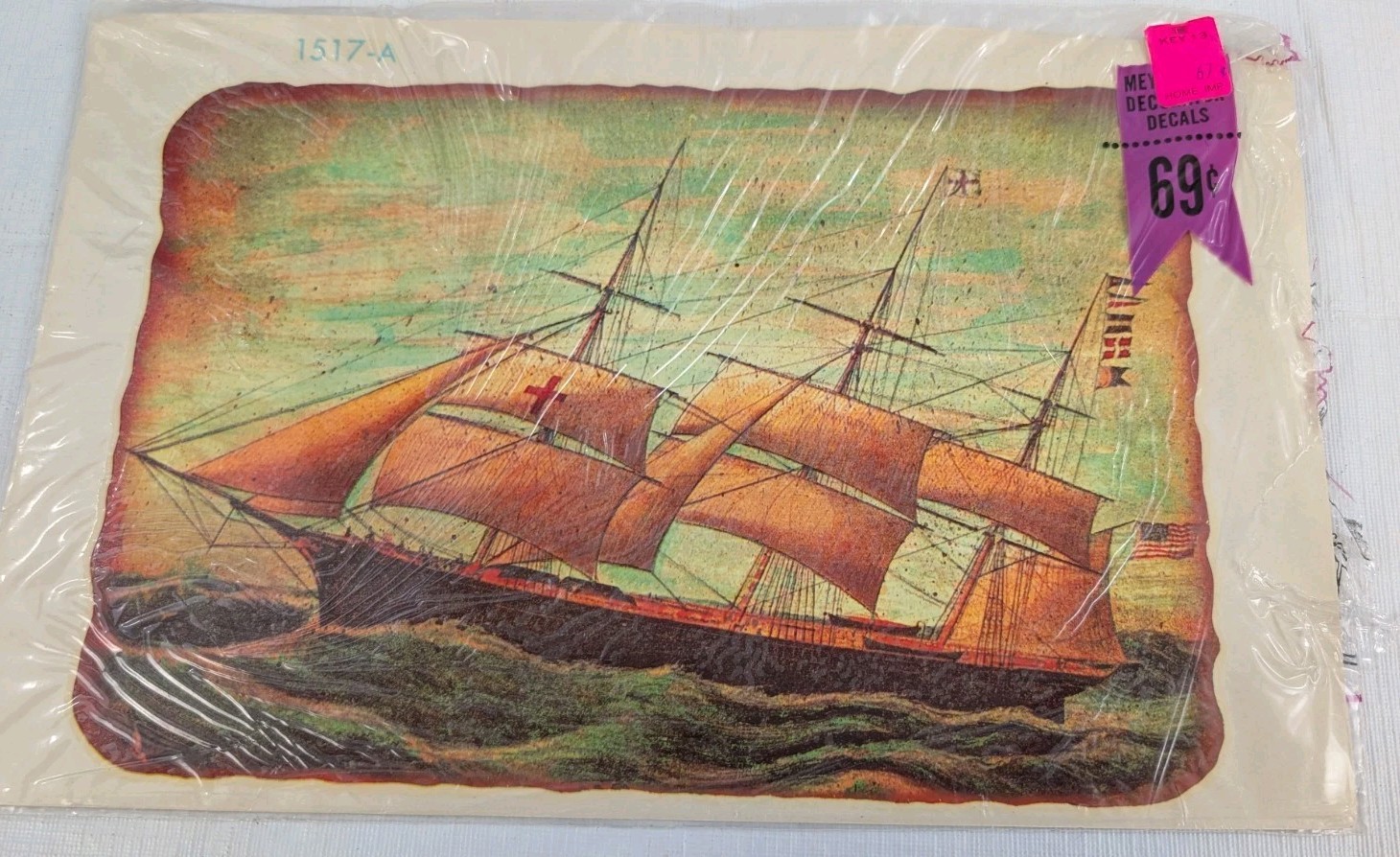 Vintage Meyercord Large Sailing Ship Decals, Lot of 2 One Open One Sealed