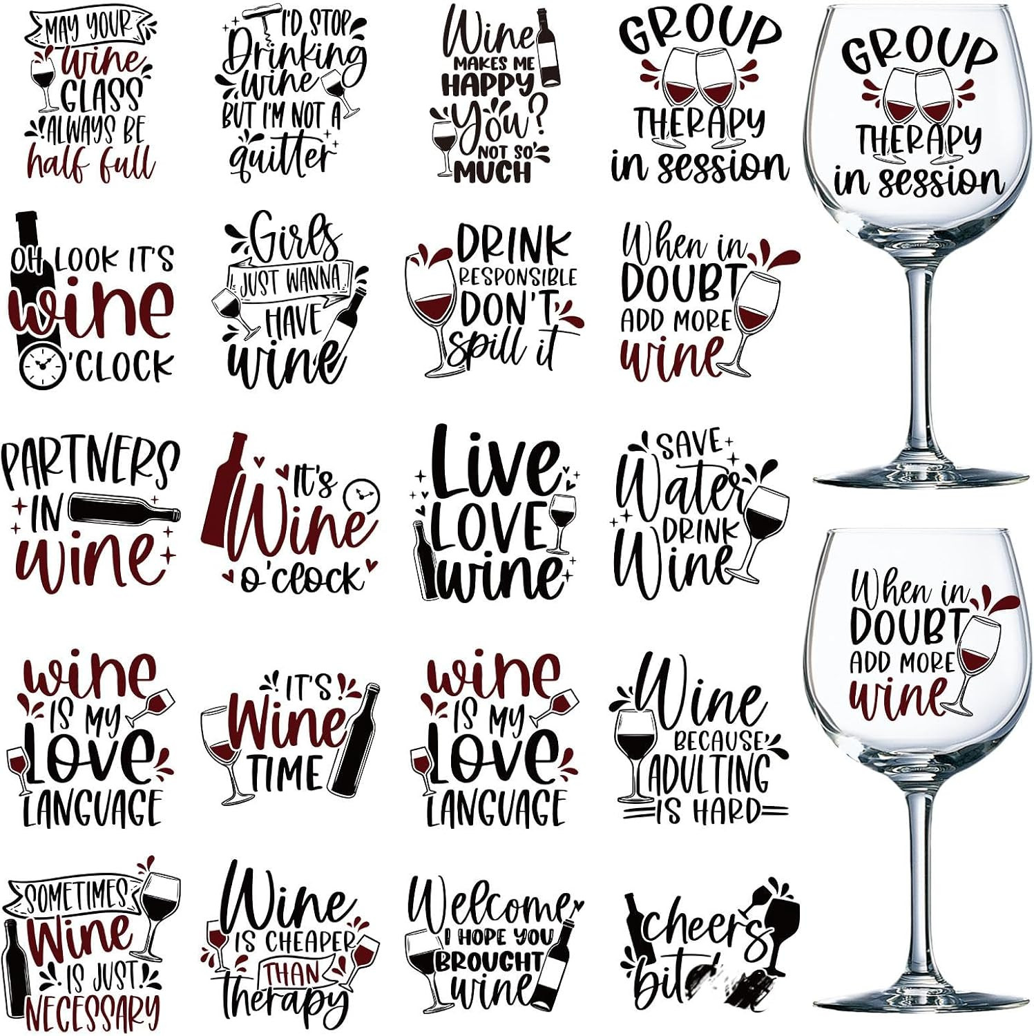 20 Sheets Funny Quotes UV DTF Cup Wrap Cold UV DTF Transfer Stickers | Wine Rub