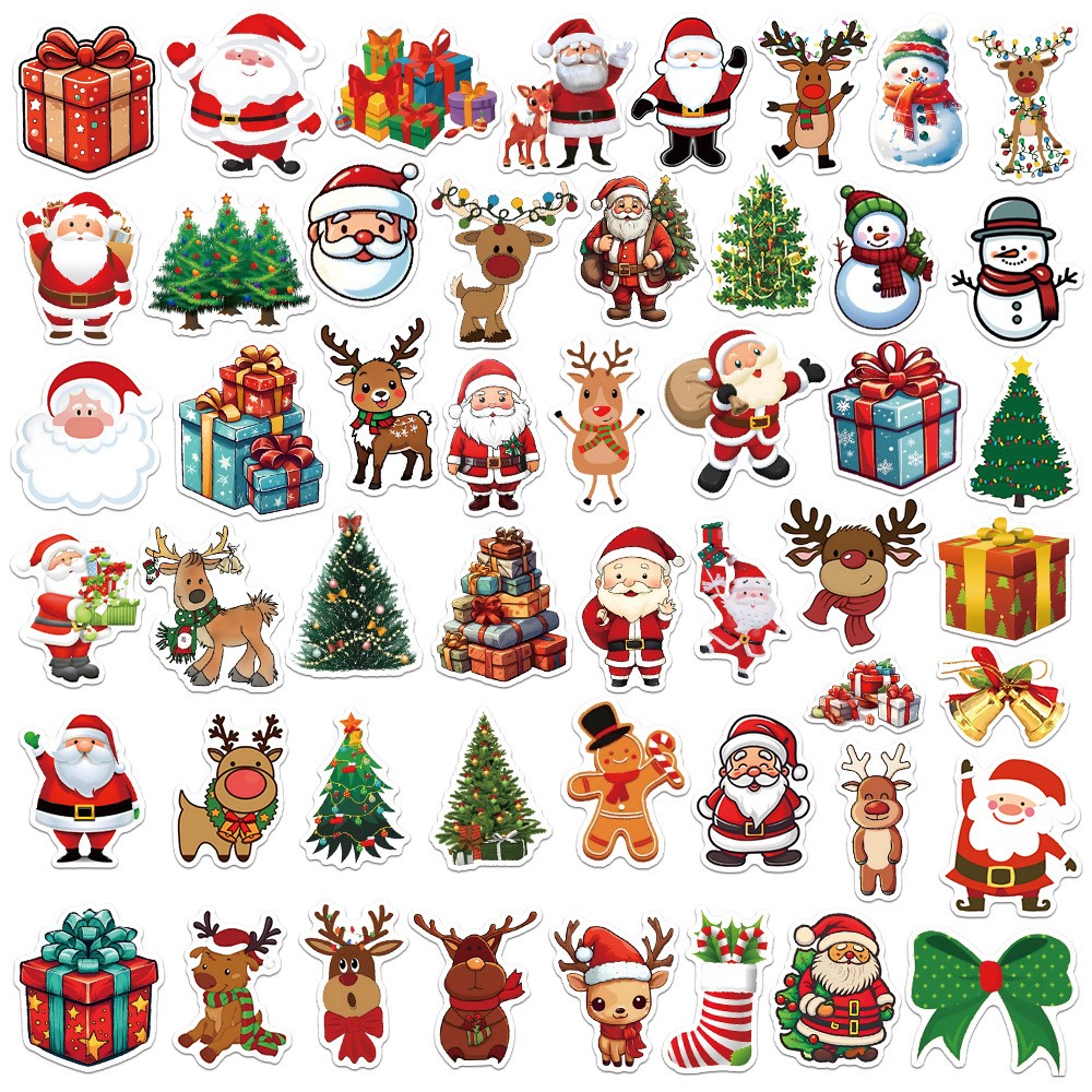 Santa Claus Stickers Waterproof Vinyl Decals Christmas Stationery Notebook Scoot