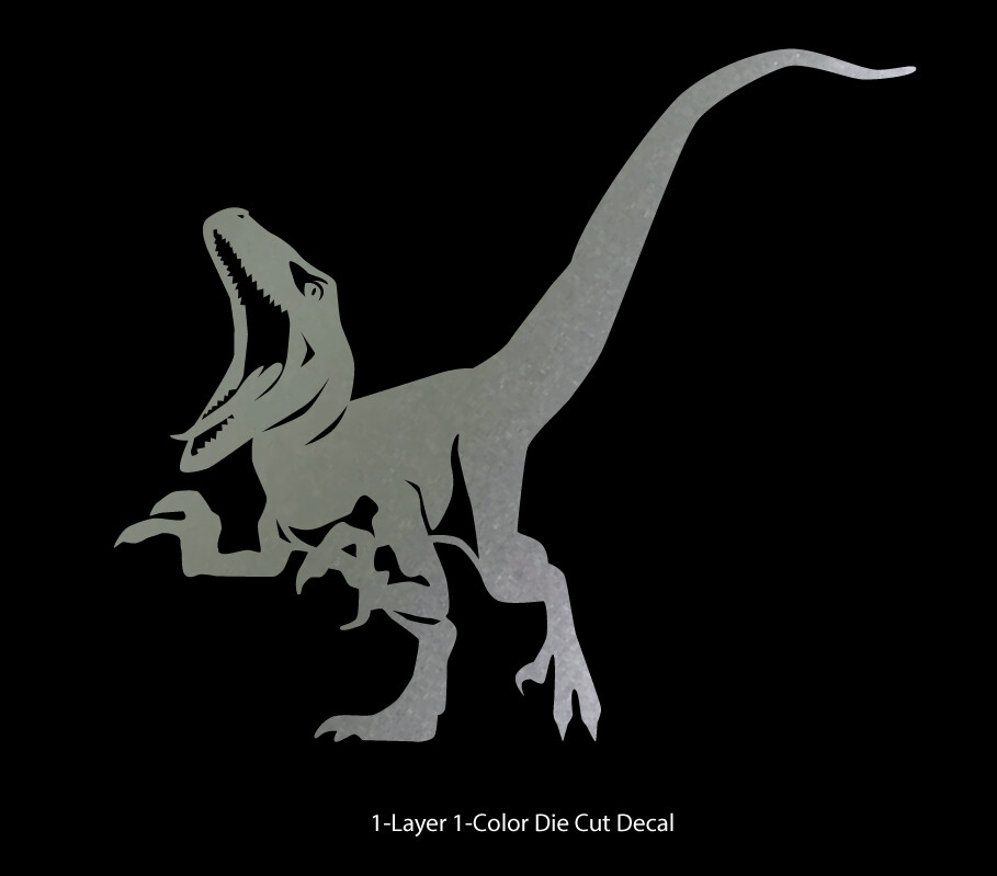 Dinosaur – Roaring Velociraptor #4 – Jurassic Period – 4-21" wide – DieCut Decal