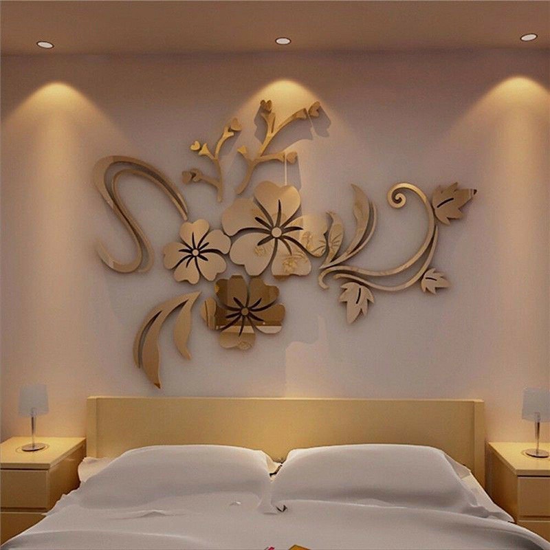 1pc DIY 3D Mirror Wall Sticker Flower Shape Acrylic Removable Home Room Decor