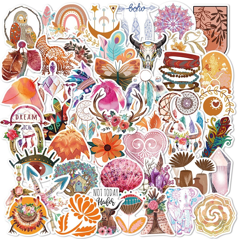 50PC Cottagecore Stickers, Bohemian Retro Boho Aesthetic stickers,127