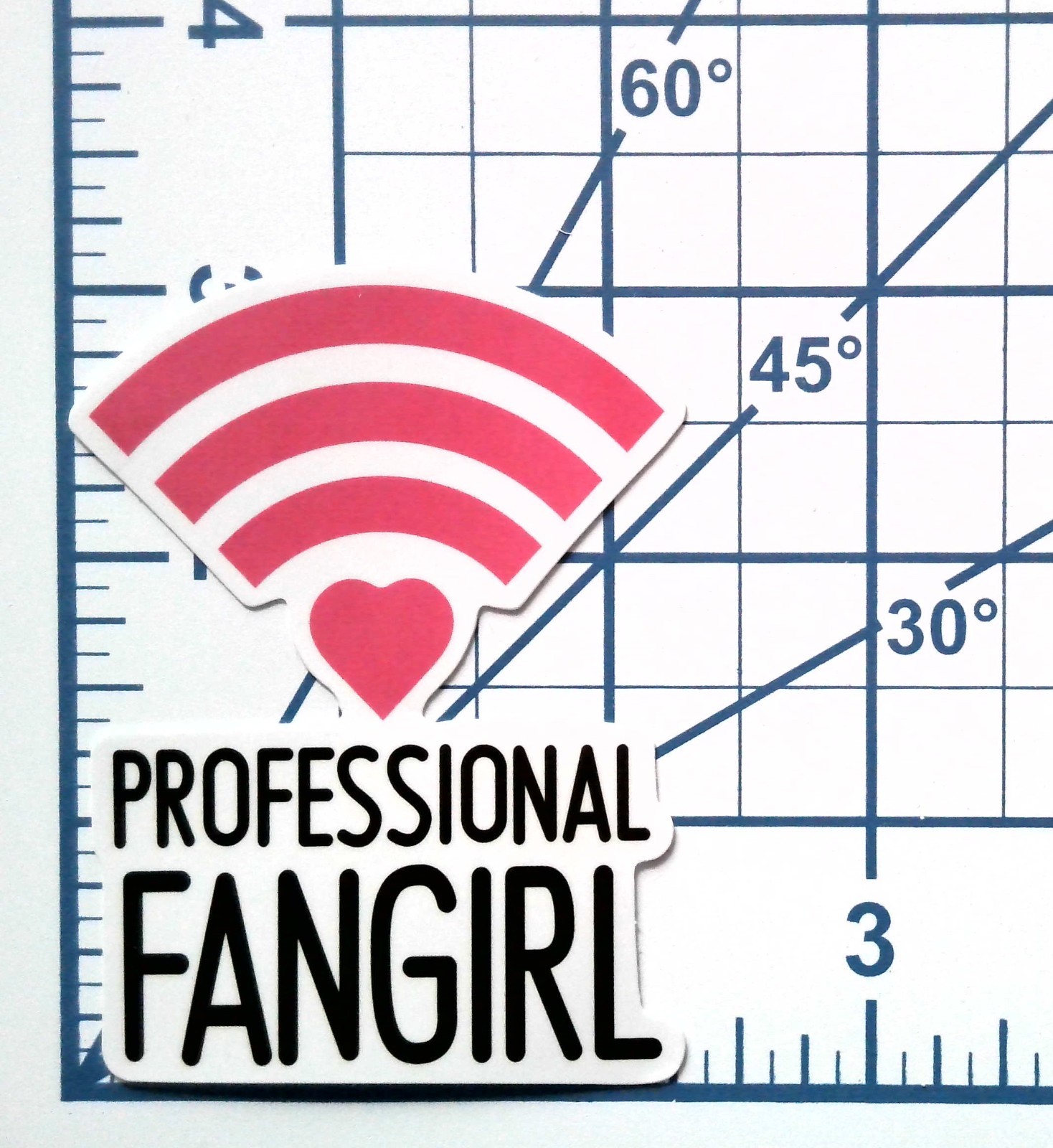 Professional Fangirl Vinyl Sticker Pink WiFi Heart Internet Pop Culture Decal