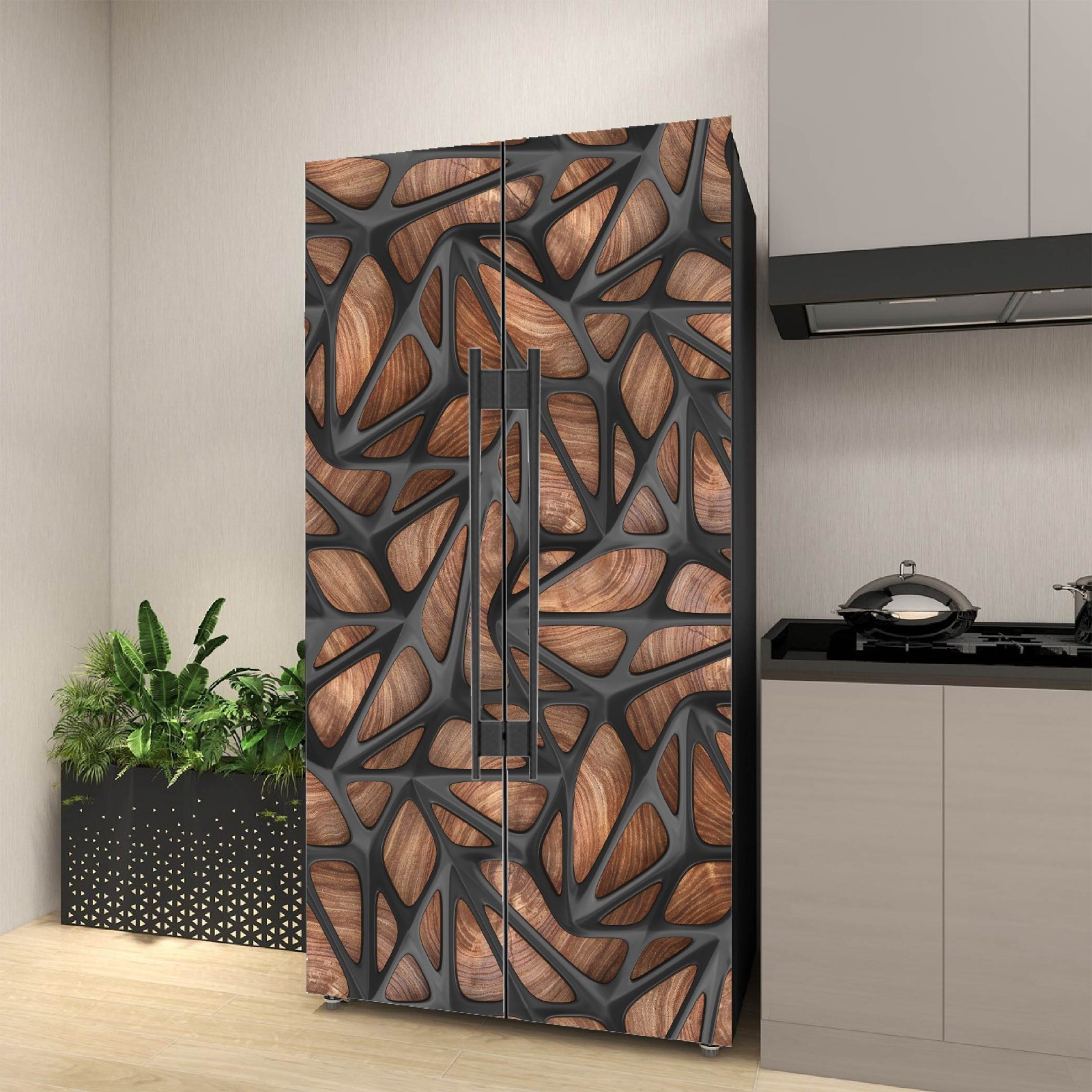Full Door Refrigerator Wrap Self-Adhesive Vinyl