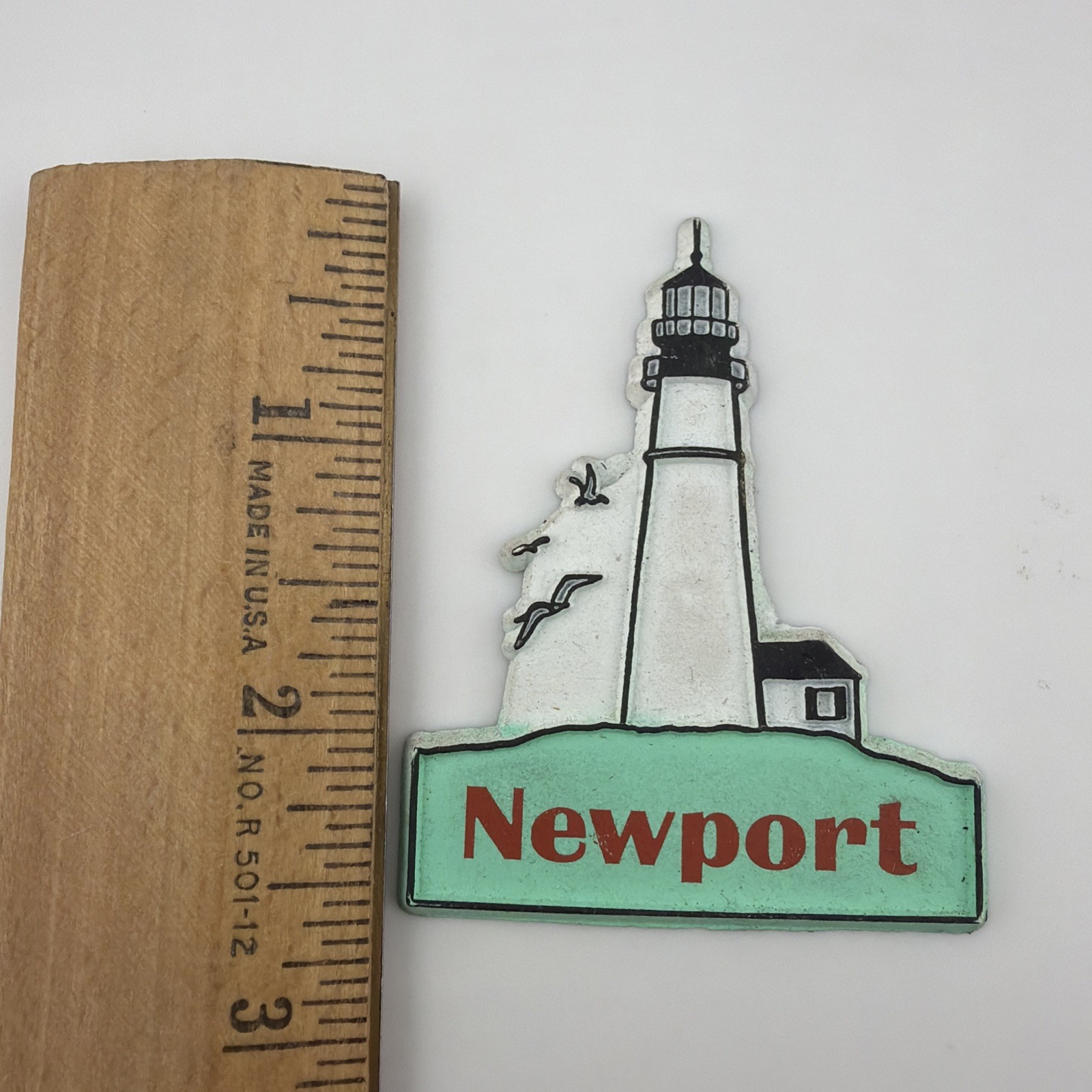 Newport, Rhode Island Vintage Rubber Magnet 2.5 x 2 in Lighthouse