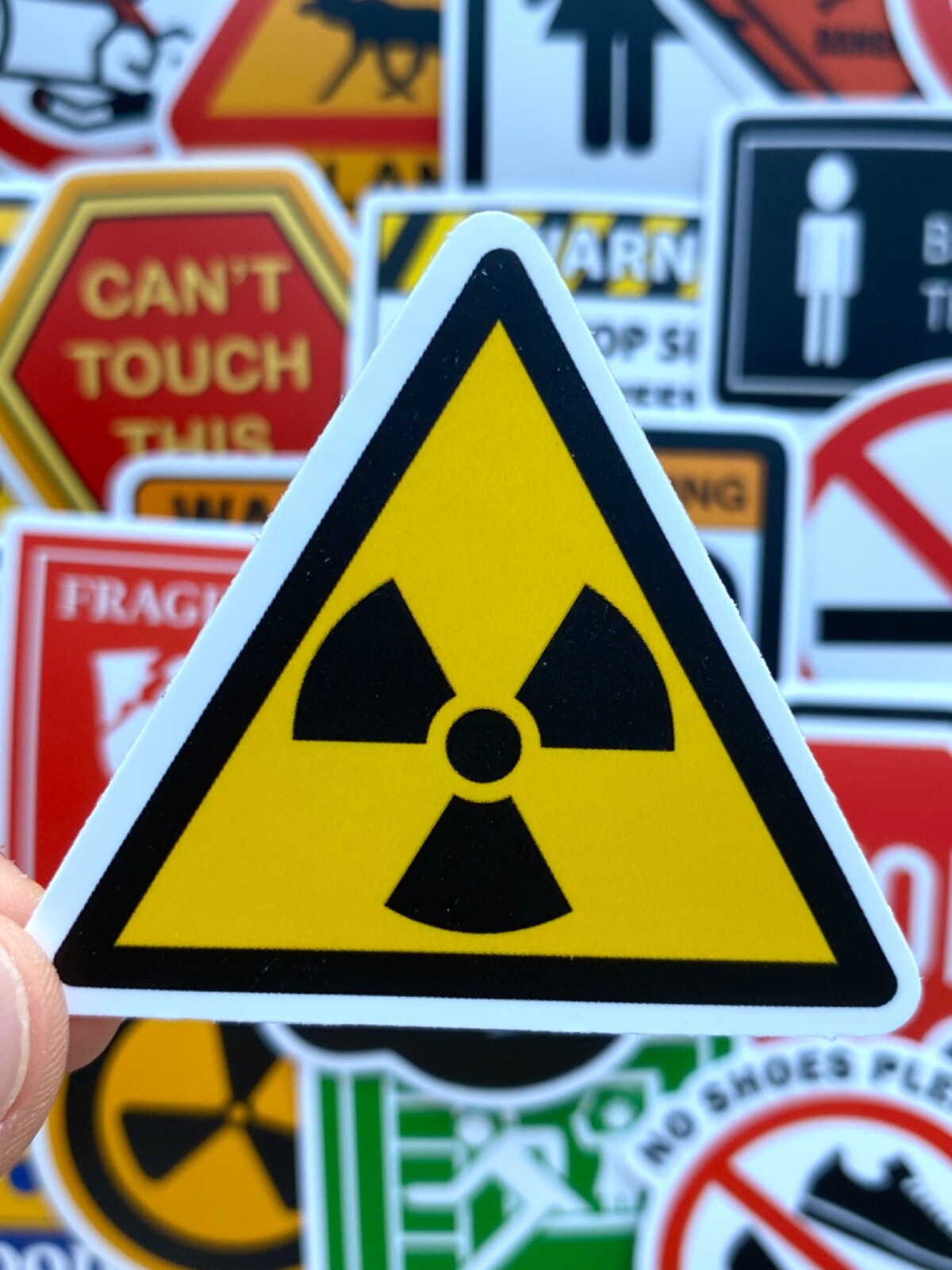5-50 pcs Warning Signs Stickers, Graffiti Radiation Caution Waterproof Decals