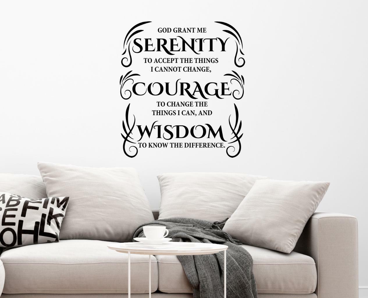 Serenity Prayer Courage Wisdom Inspirational Christian Wall Decal Wall Art