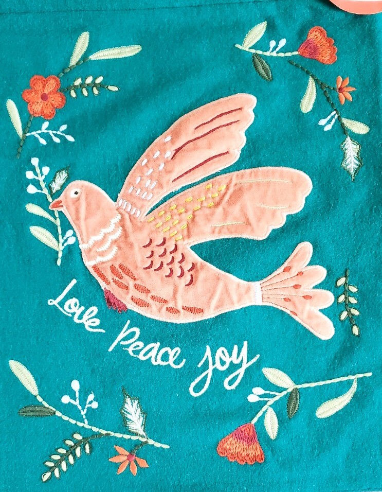 Wall Hanging Opahouse Designed with Jungalow 16” x 20”"Love PeaceJoy” Bird NWT