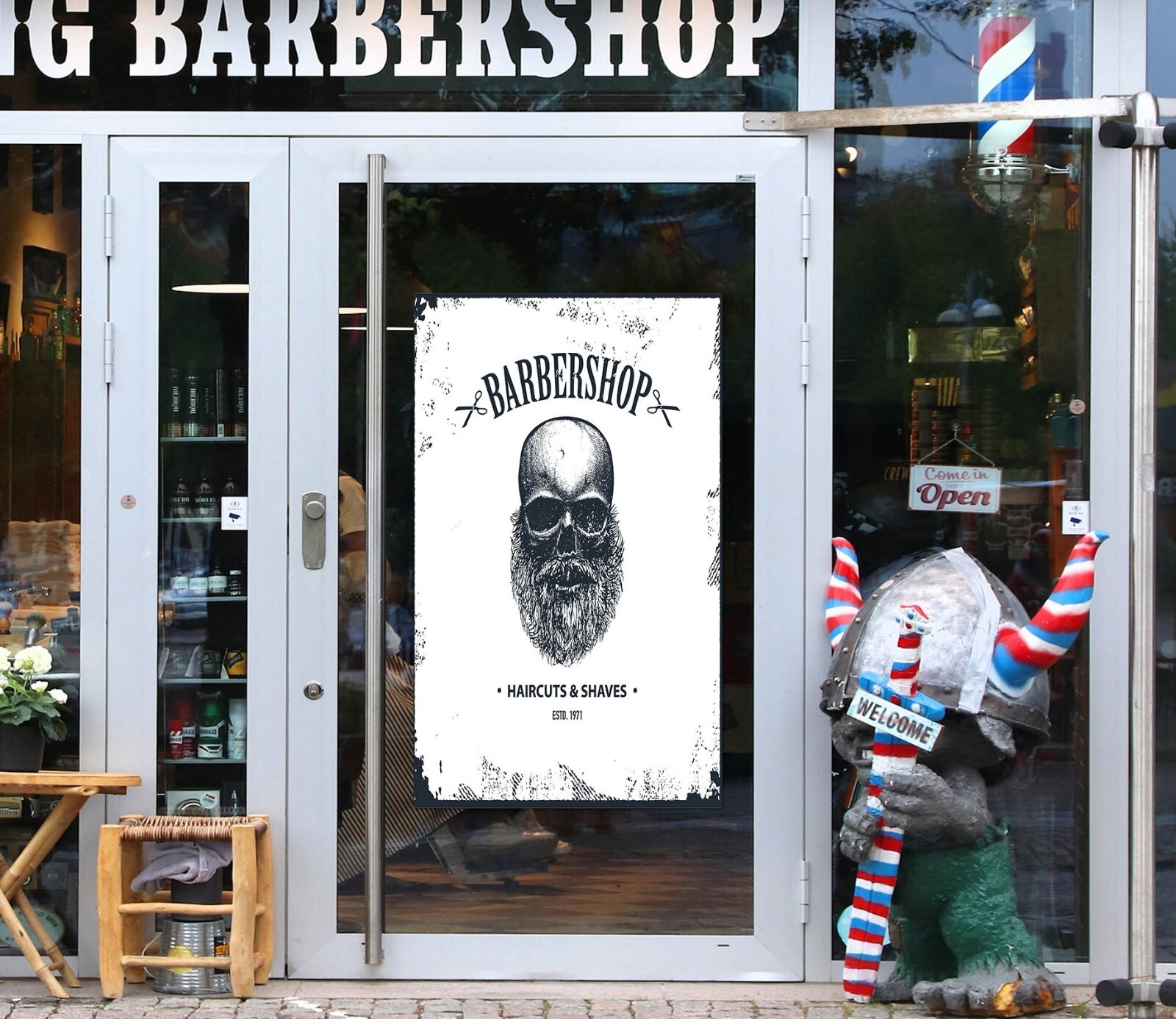 3D Man Hair Cut A564 Barber Shop Window Stickers Vinyl Wallpaper Wall Murals Amy