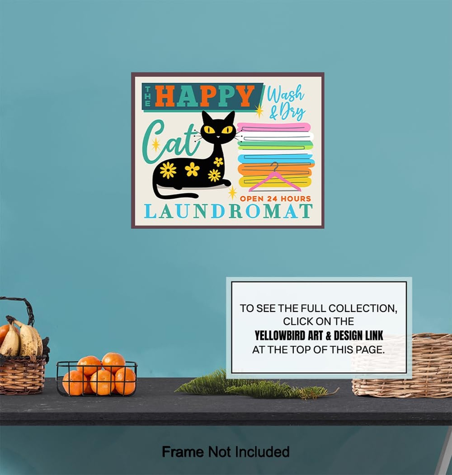 Mid Century Laundry room Decorations – Laundry room Wall Decor, Cute Cat Wall…