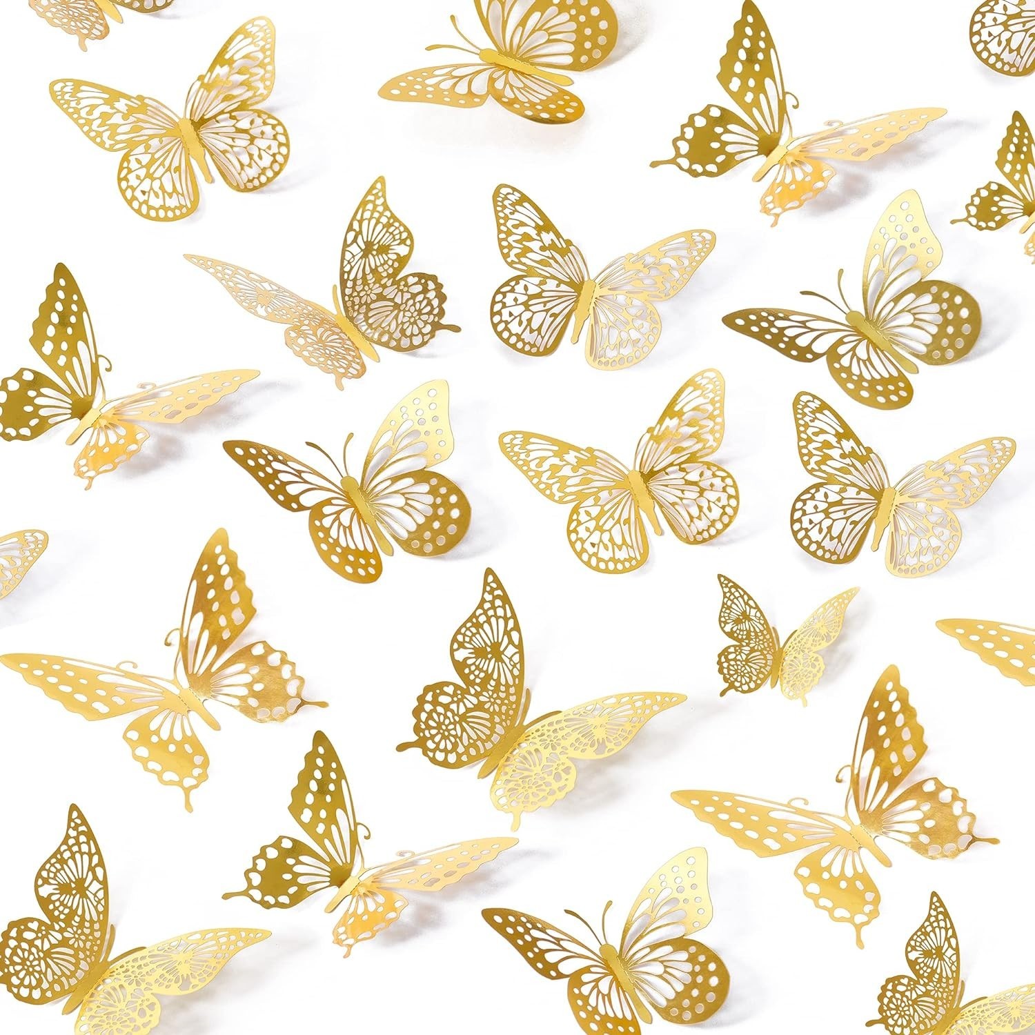 48 Pcs Removable Gold Butterfly Wall Stickers – 3D Decor for Parties & Nurseries
