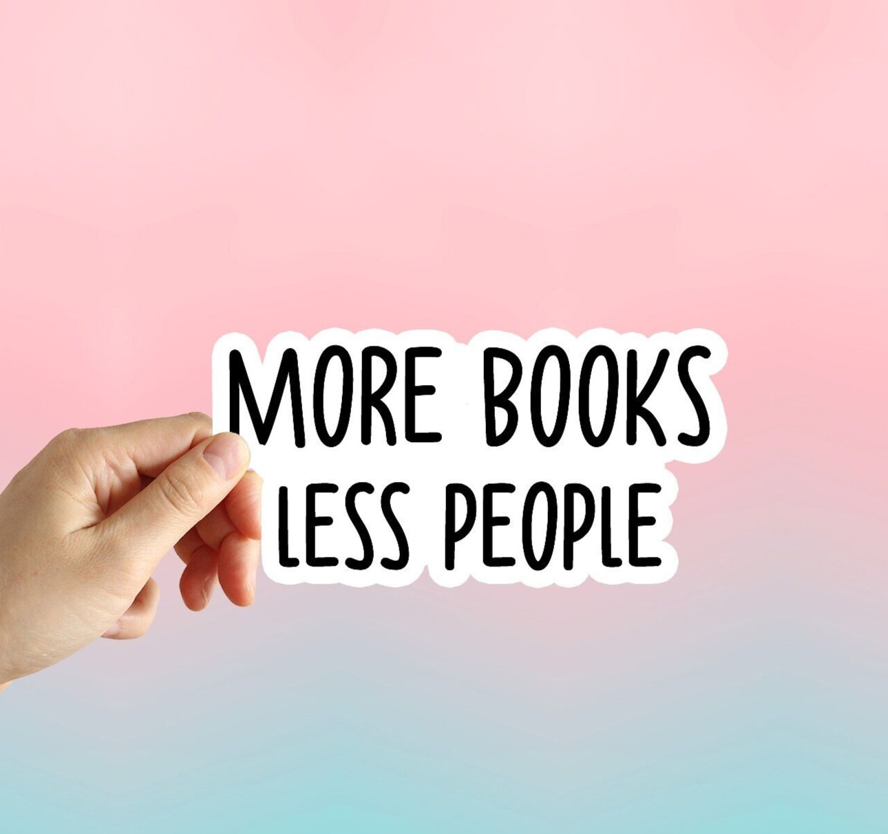 More Books Less People Sticker Water Bottle Laptop Car Reading Stickers Decal