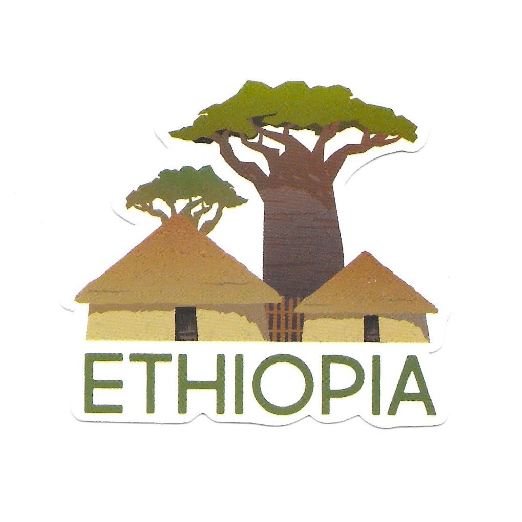 Ethiopia Vinyl Sticker Traditional African Hut Baobab Tree Travel Souvenir Decal