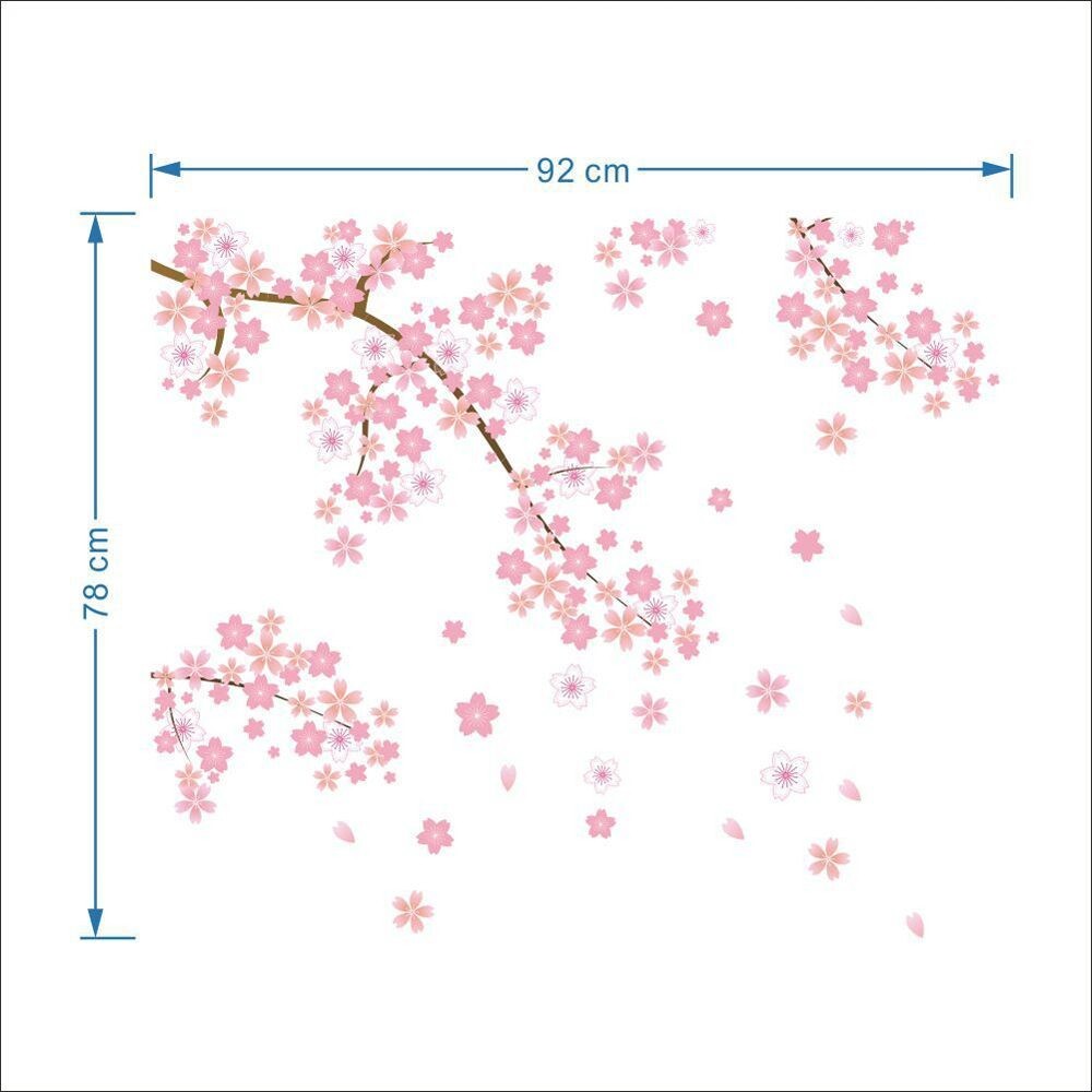 Pink Cherry Blossom Wall Stickers Beautiful Flower Tree Branch Sofa Background
