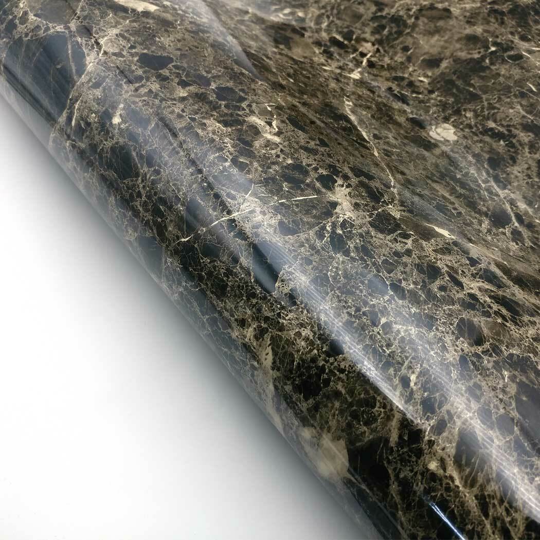 Marble Interior film Self adhesive – Black Glossy Faux Marble Contact Paper
