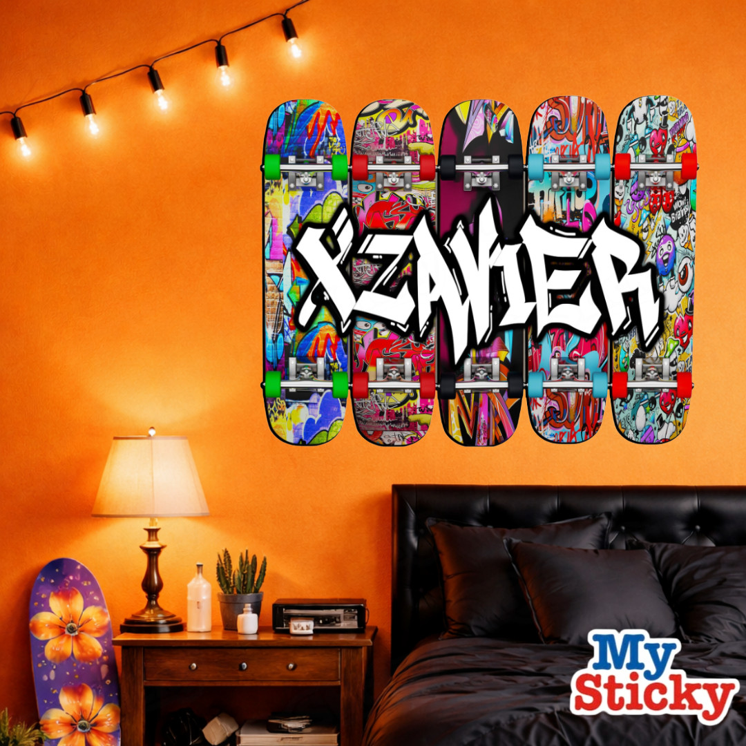 MySticky™ Custom Name Full Color Graffiti Skateboard Wall Art Decal Vinyl Decor