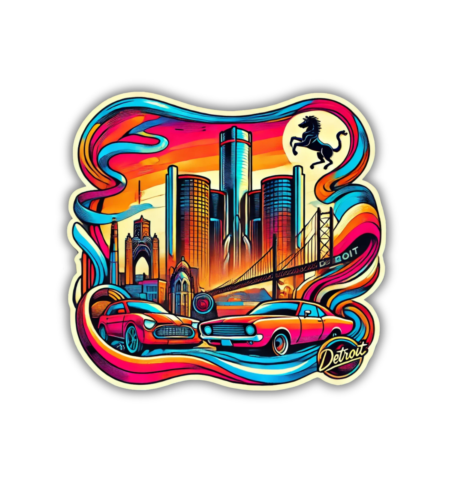 Detroit Michigan Fridge Magnet or Laptop Sticker