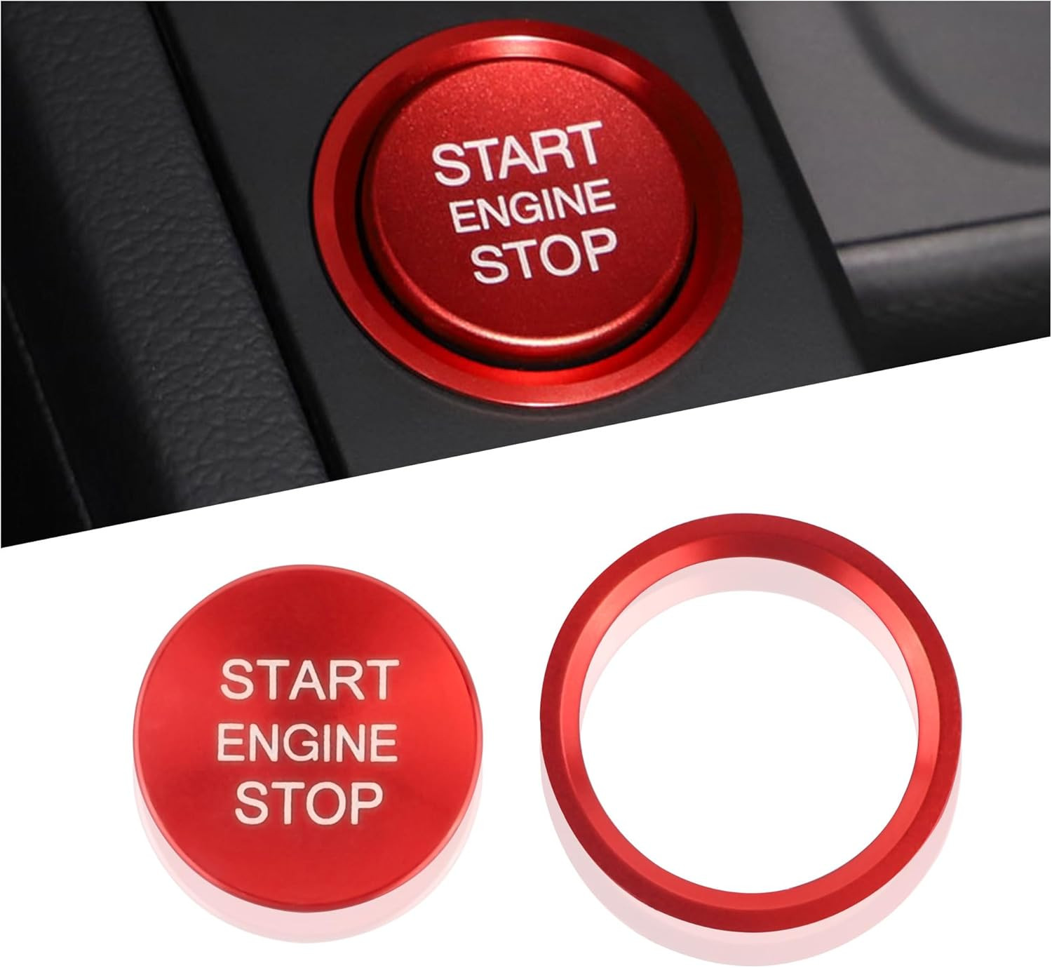 Car Push Start Button Cover Compatible with Audi,Cool Aluminum Engine Start Butt