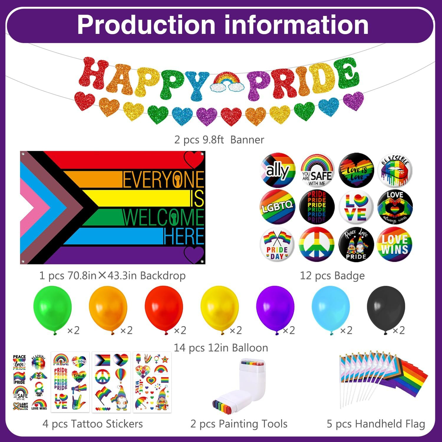 Pride Decorations, Gay Pride Decorations, Include Rainbow Every One Is Welcome H