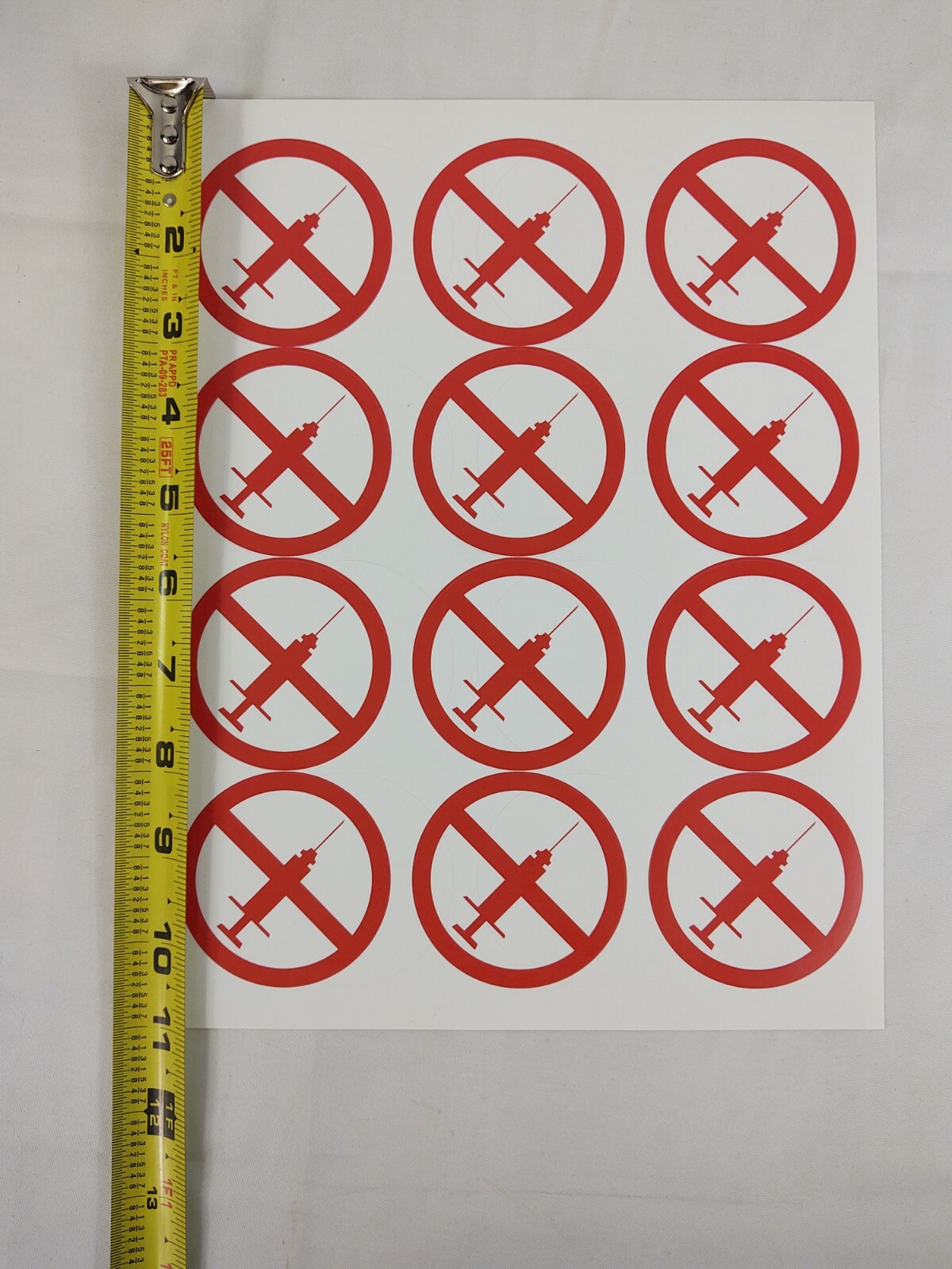 No Syringe Needles Round Trash Can Receptacle Stickers New Sheet Of 12 Stickers