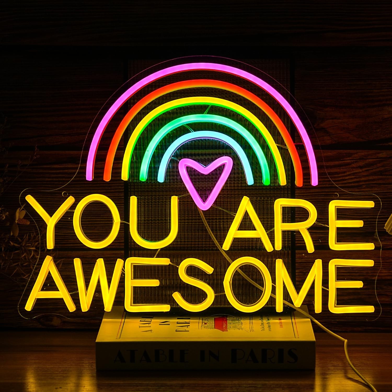 You Are Awesome Neon Sign USB Power Led Rainbow Light Up Sign for Wall Decor …
