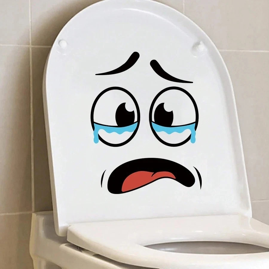 4Sheets Cartoon Face Stickers Self Adhesive Removable Funny Wall Trash Can Decor