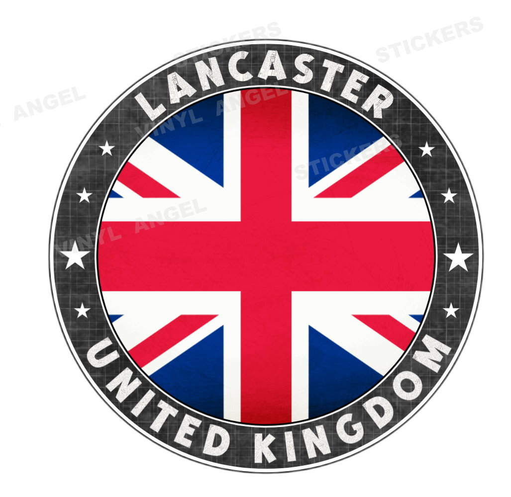 LANCASTER United Kingdom British Flag 2x 75x75mm round Vinyl Sticker #2511