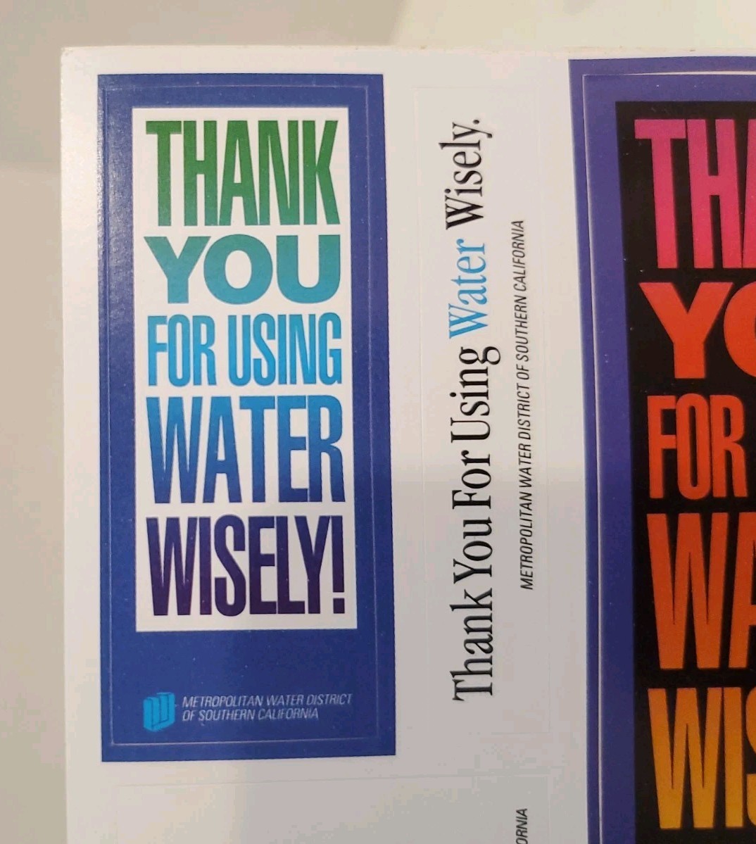 1991 Metropolitan Water District Southern California Sticker Sheet UNUSED