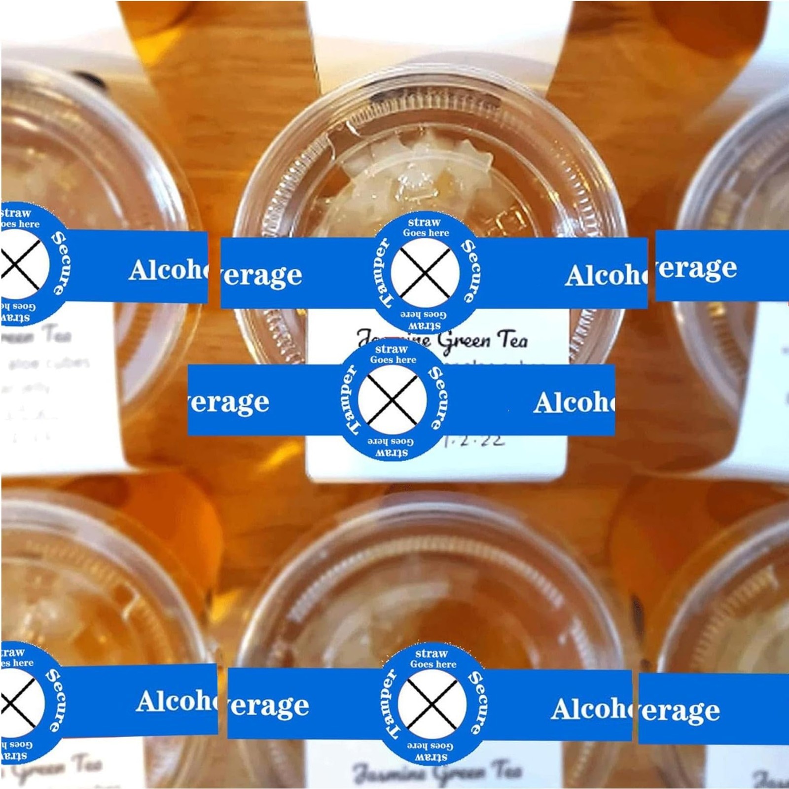 Tamper Proof Drink Straw Stickers – 500 pcs Alcohol Beverage Lid Seals, 1×9 inch