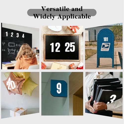 45 Large Number Stickers, 9 Sheets 6 Inches Self-Adhesive Vinyl Letters White