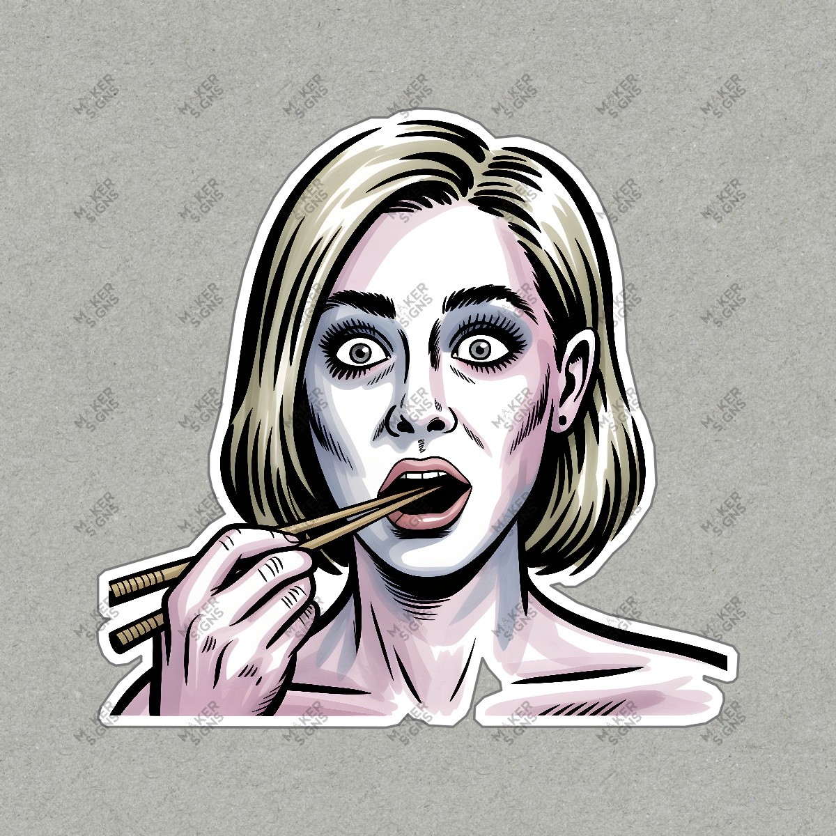 Surprised Woman Comic Art Sticker Unique Foodie Gift Pop Culture Icon #7762