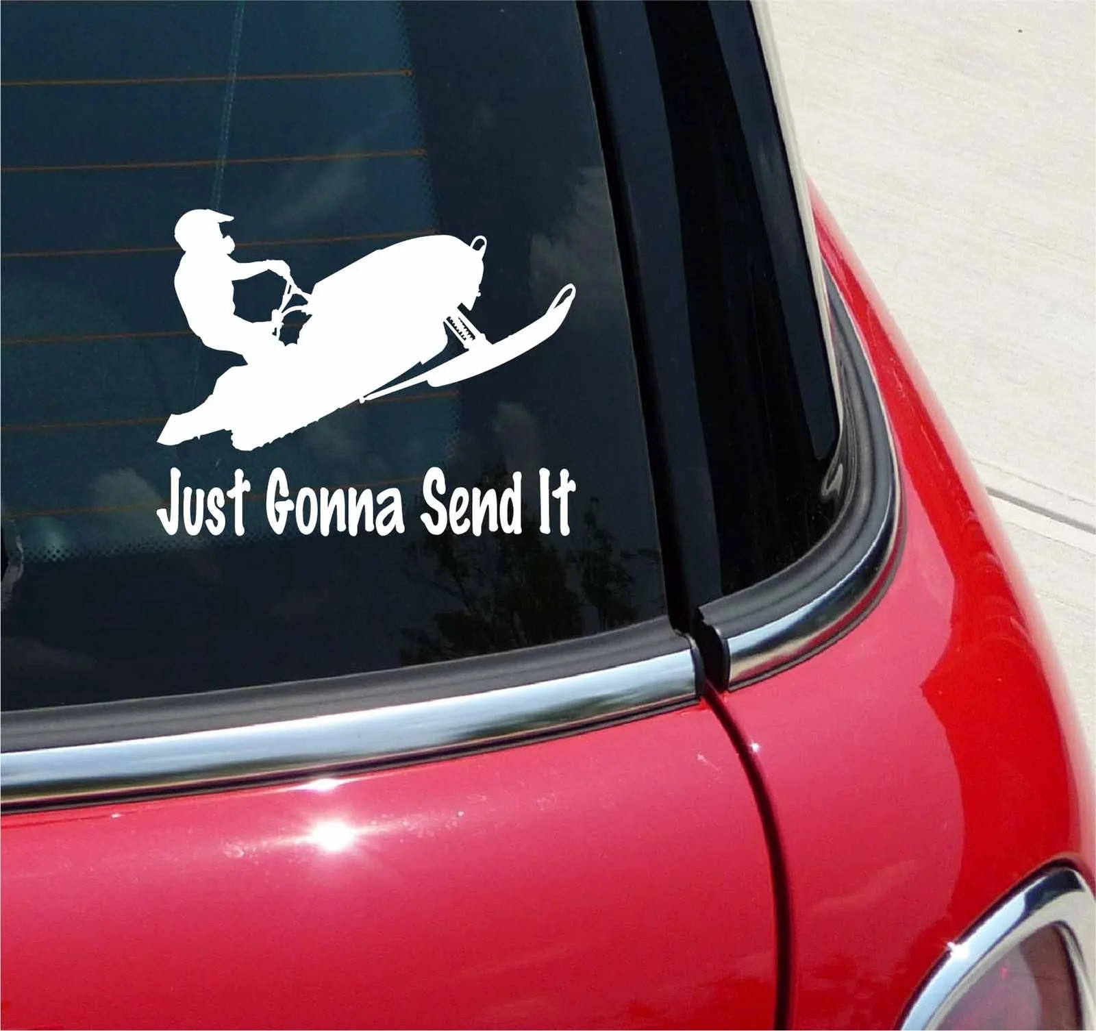 Just Gonna Send It Snowmobile Stunt Snow Funny Graphic Decal Sticker Art Decor