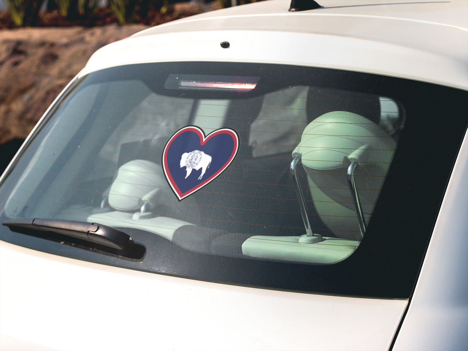 State of Wyoming Flag Heart Sticker Decal USA Wyoming State