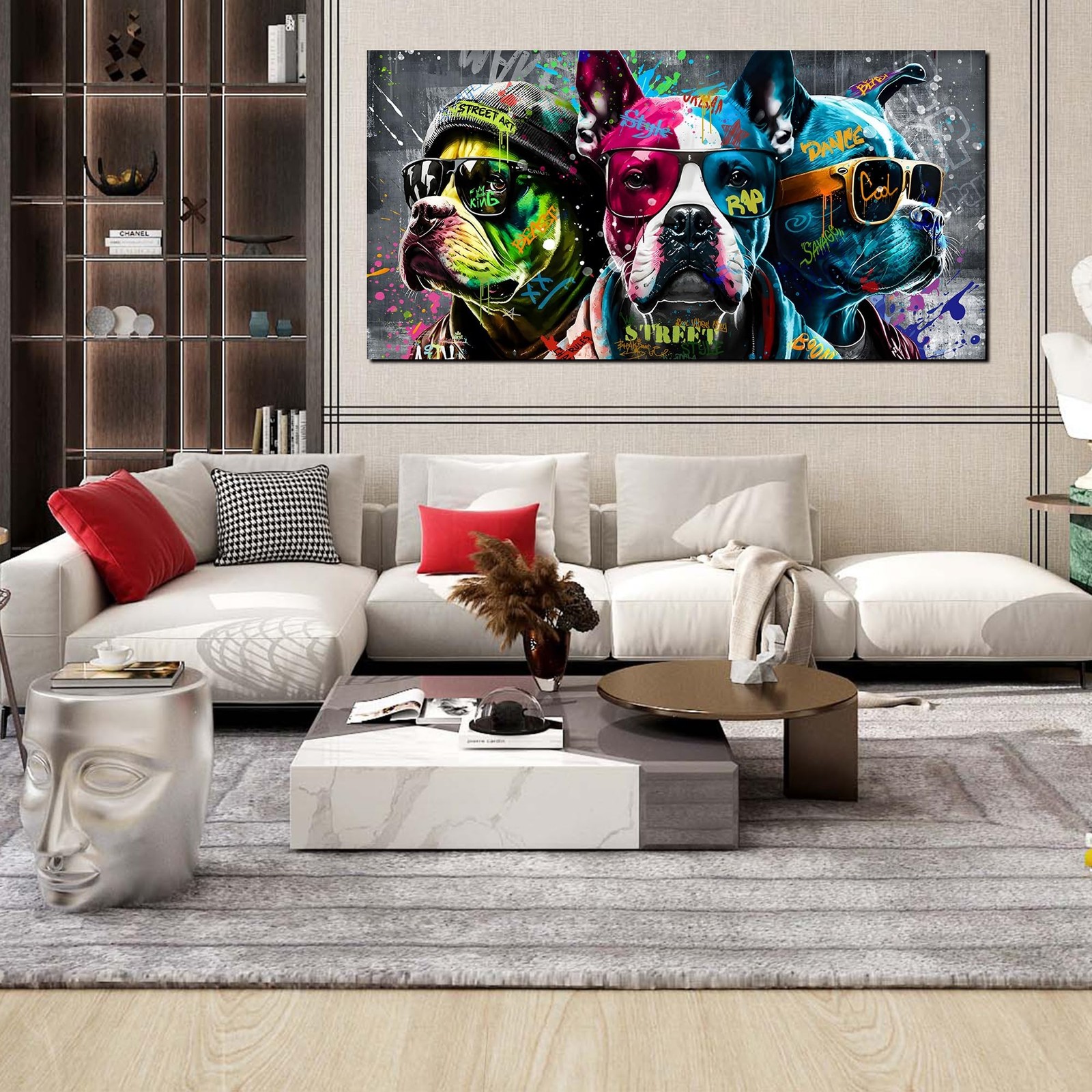 Zoyotago Large Canvas Wall Art for Bedroom Living Room Funny Graffiti Dog Pic…