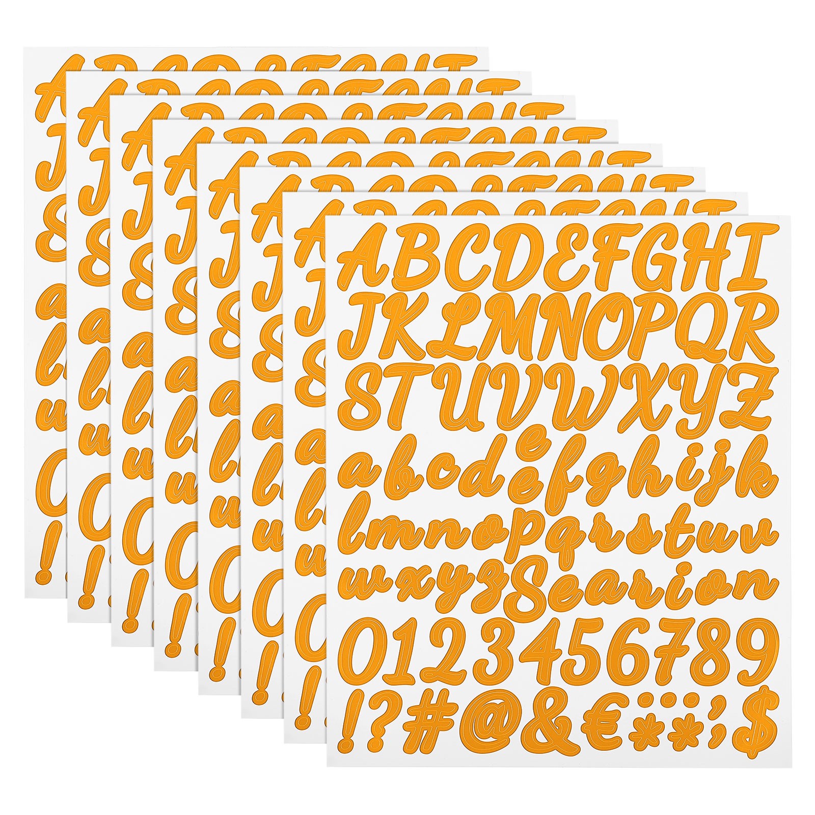 Stickers numbers/letters 672pcs (orange 2.5cm) 8 sheets