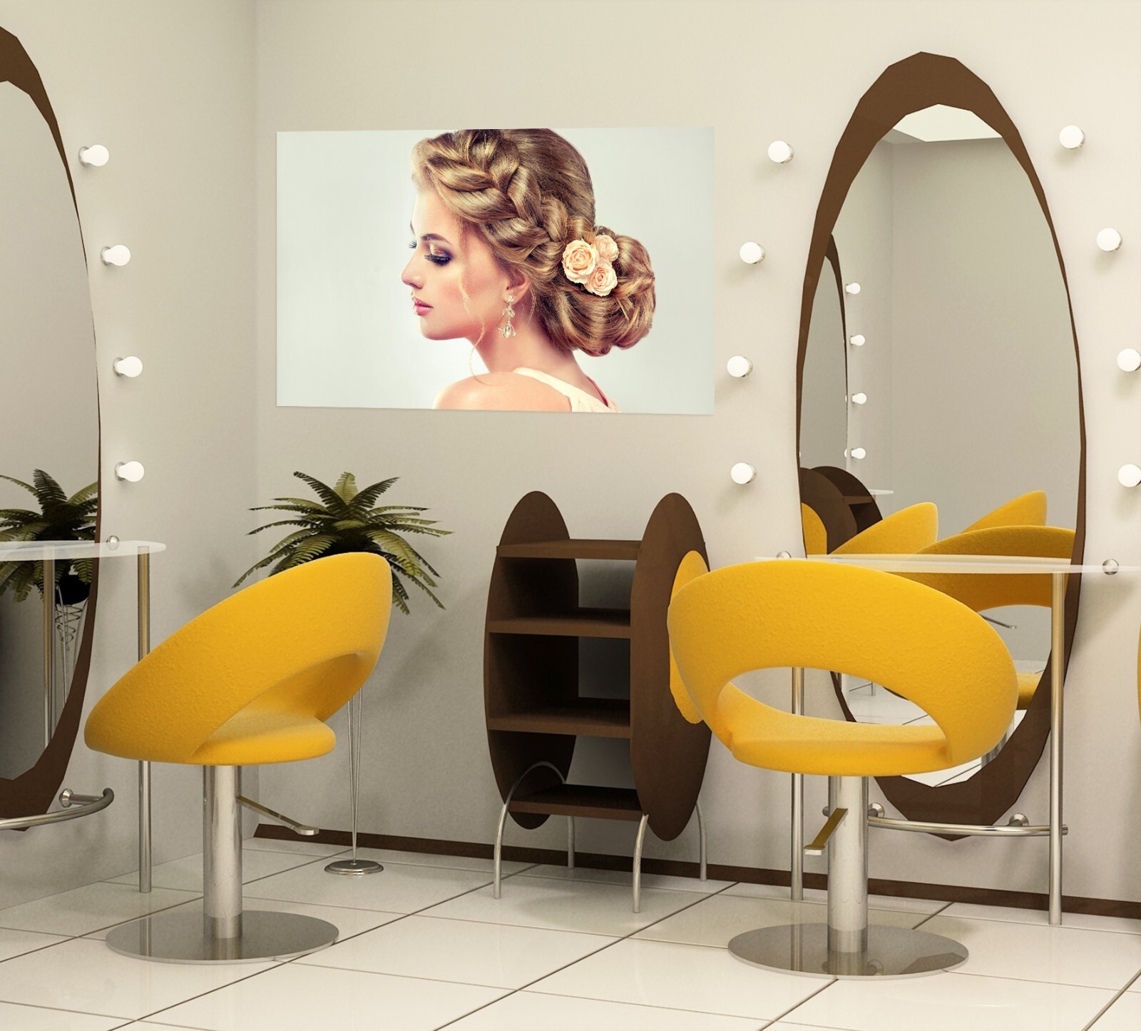 3D Braided Girl A65 Salon Barber Shop Wall Stickers Vinyl Wallpaper Murals Ann