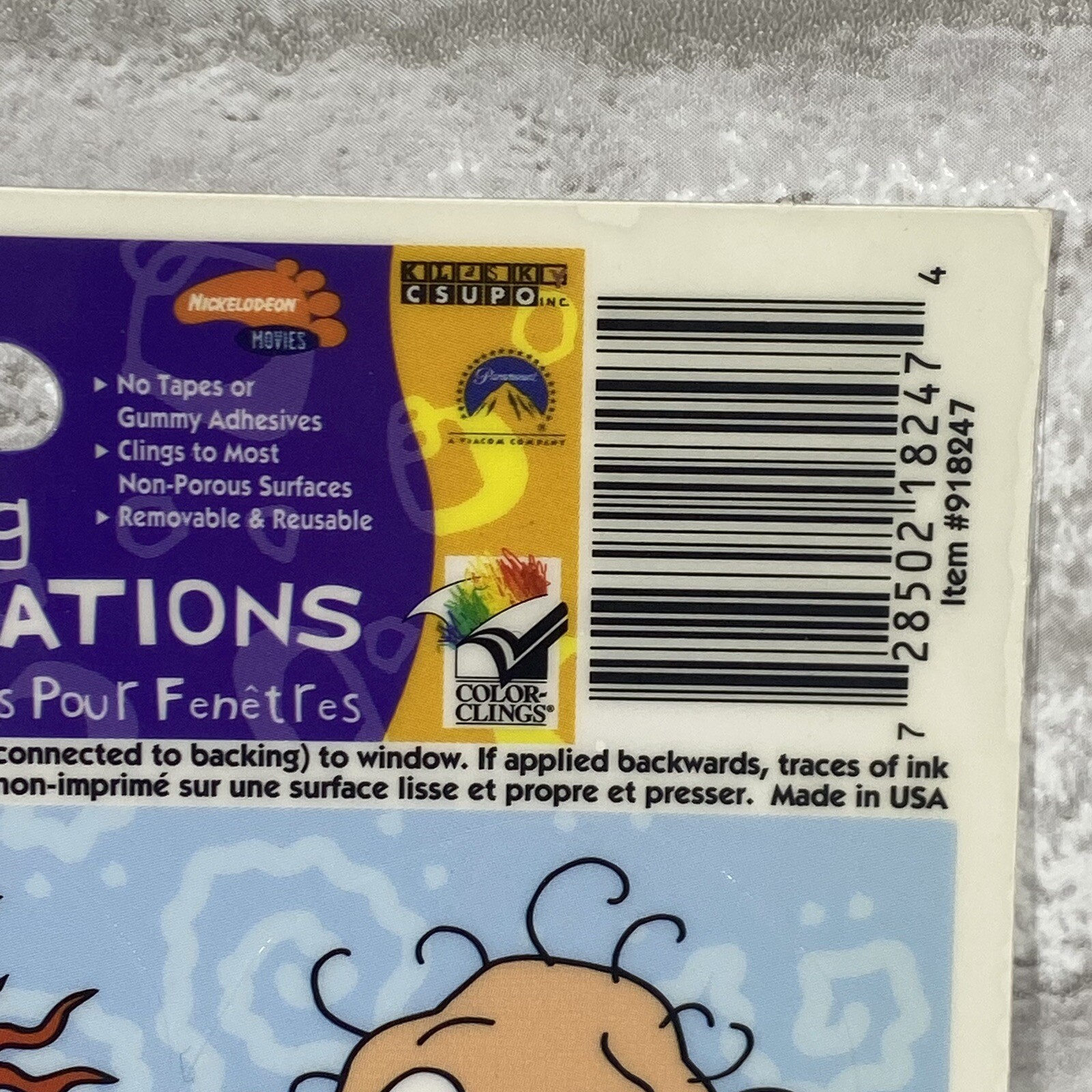 Vtg Rugrats Nickelodeon Static Cling Window Decorations