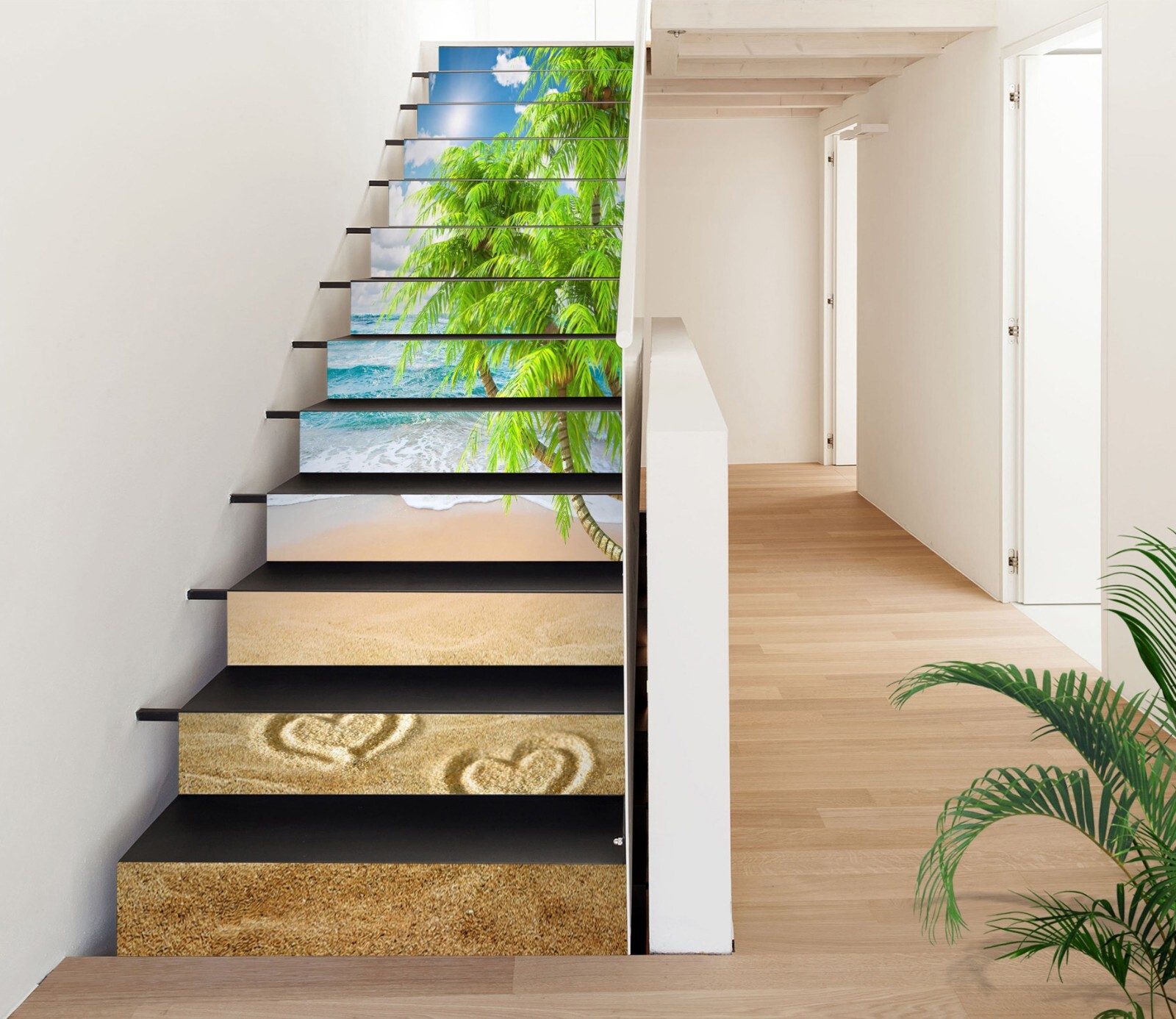 3D Beach Tree ZHU647 Stairs Risers Decoration Photo Mural Vinyl Wallpaper Amy